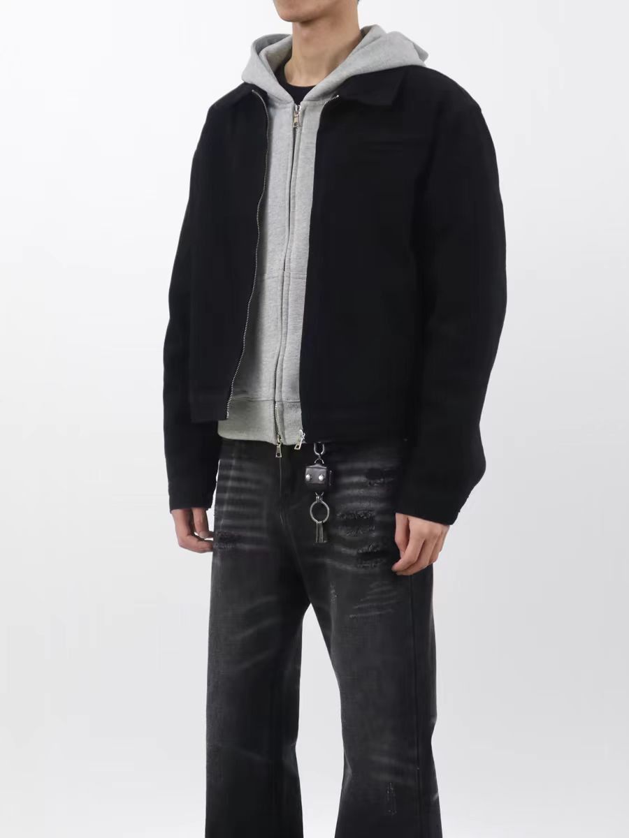 Japanese Brand × Vintage Black Simple Short Denim Jacket Lapel Zipper Coat Size US L / EU 52-54 / 3 - 3 Thumbnail