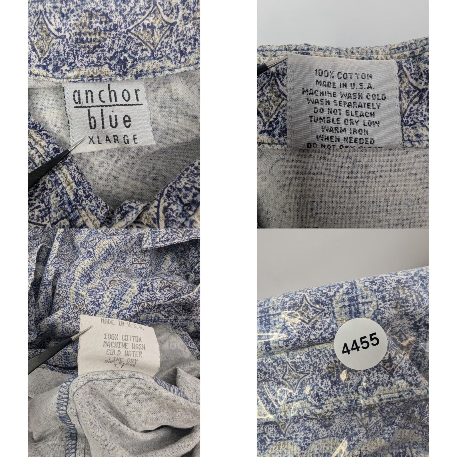 Anchor Blue VINTAGE Anchor Blue Shirt Men's XL Button Up Diamond Pattern Camp Casual Retro Size US XL / EU 56 / 4 - 8 Thumbnail