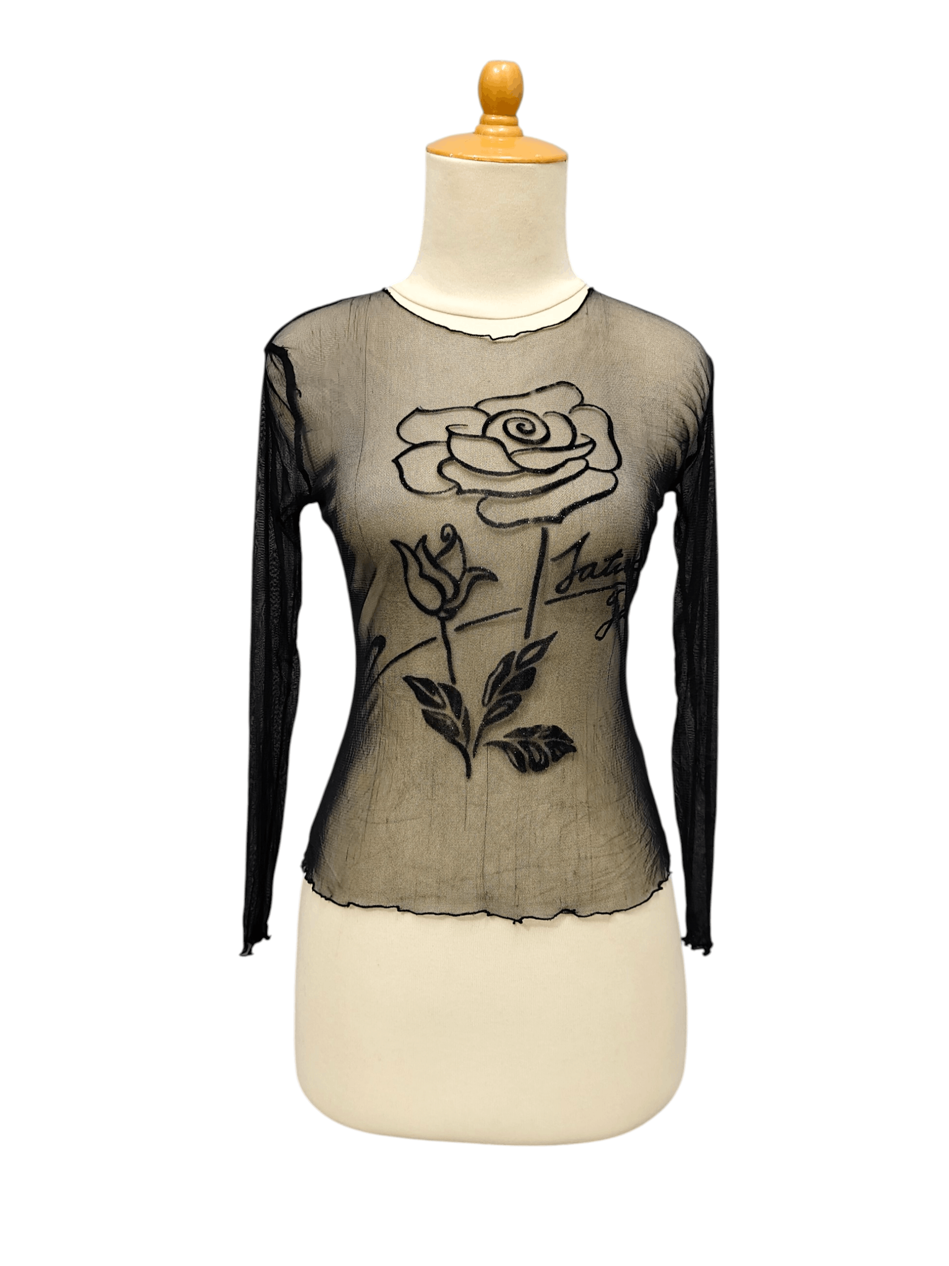 Japanese Brand Ichioku🇯🇵 Gothic Sheer Stretch Mesh Rose Layering Top Size M / US 6-8 / IT 42-44 - 1 Thumbnail