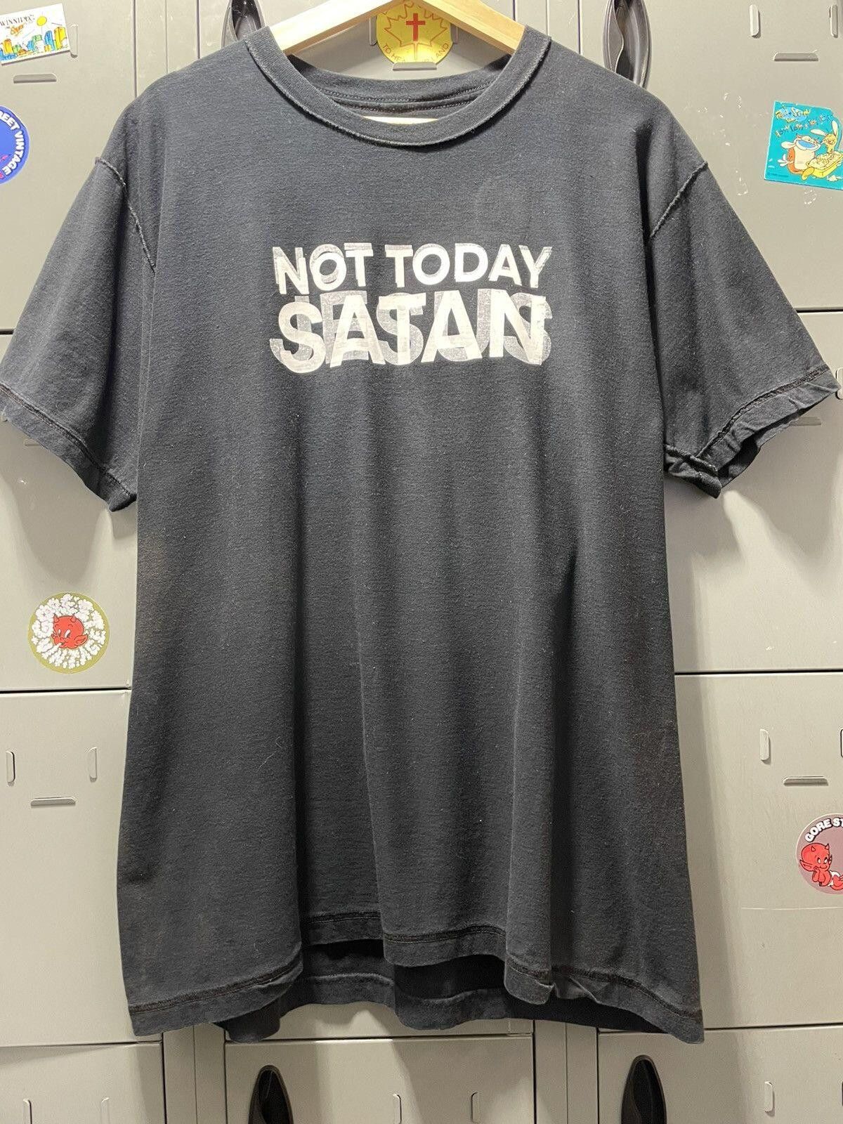 Vintage NOT TODAY JESUS SATAN double printed inside out statement Size US XL / EU 56 / 4 - 1 Thumbnail