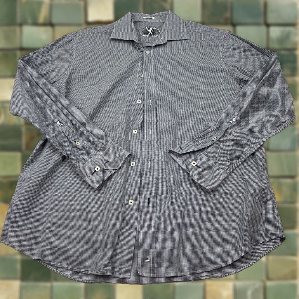 BUGATCHI Bugatchi Uomo Shaped Fit 17/36 Mens Button Front Long Sleeve Dress Shirt Size 46R - 1 Thumbnail