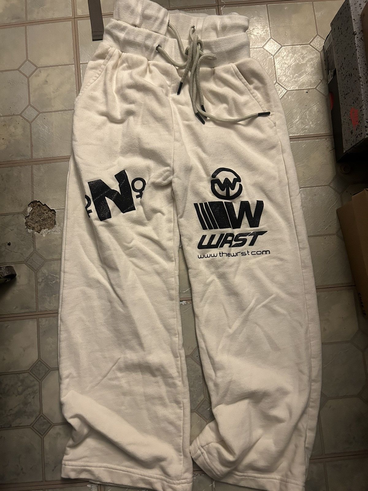 Image of Underground Wrst/nightclub Double Waisted Sweatpants in White, Men's (Size 30)