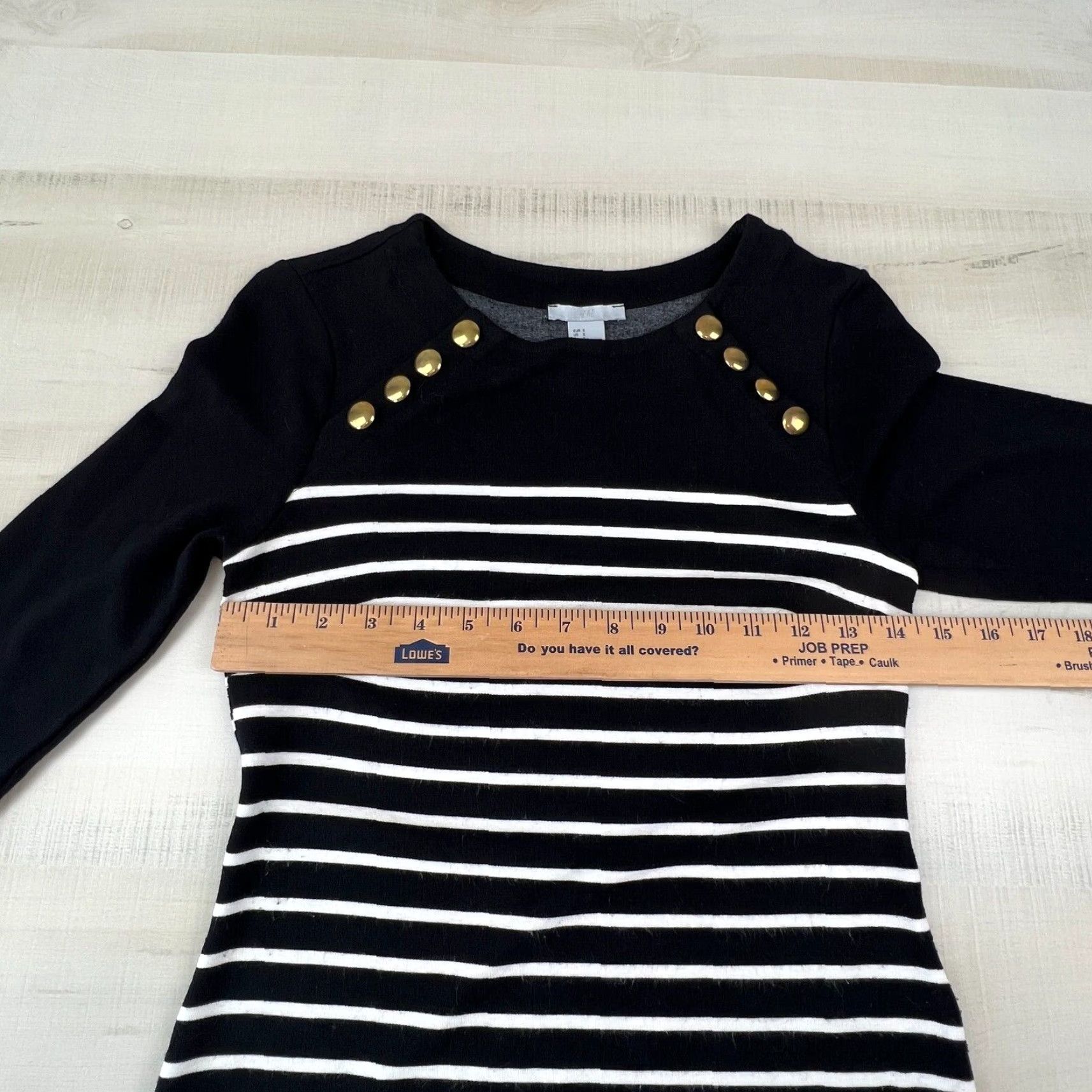 H&M H&M Womens Small Black Striped 3/4 Sleeve Button Accent Knit Top Size S / US 4 / IT 40 - 7 Thumbnail