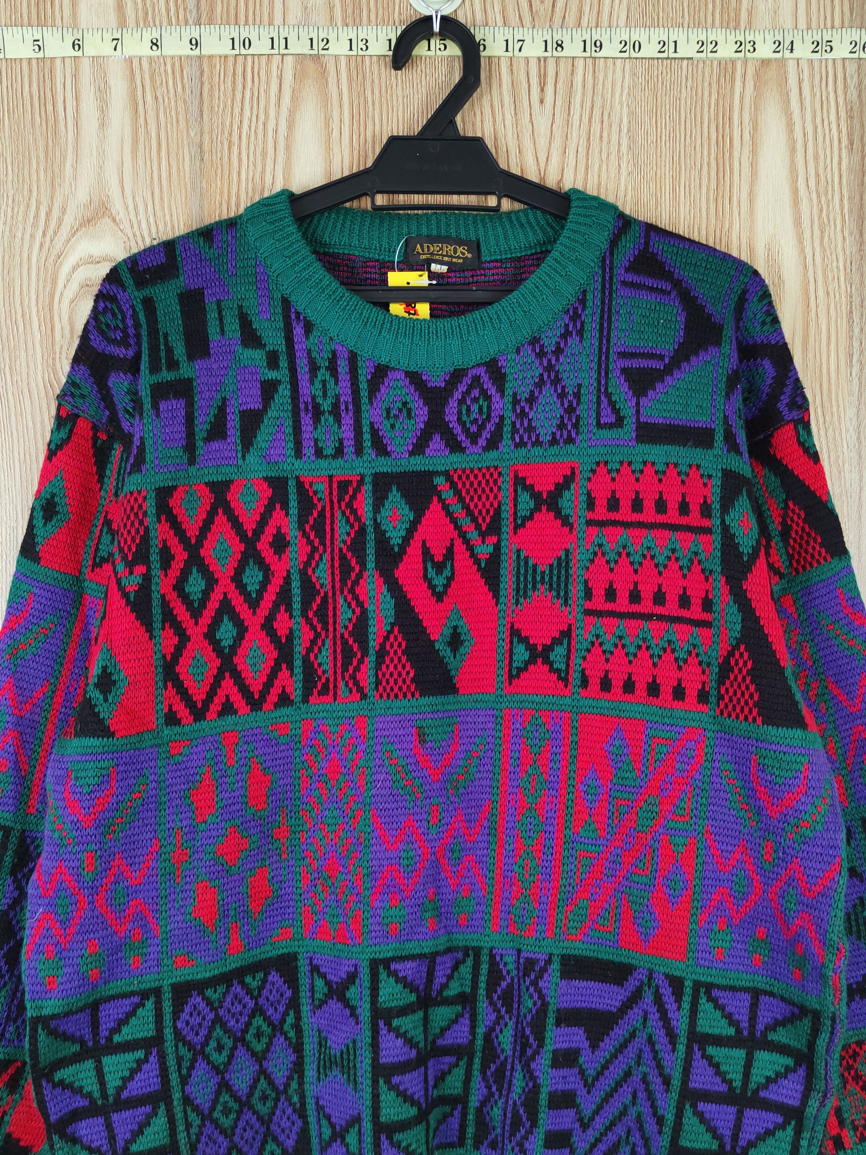 Japanese Brand × Vintage Aderos Green Red Knitwear Sweatshirts #W307 Size US L / EU 52-54 / 3 - 2 Thumbnail