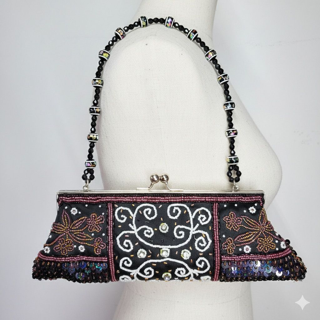 Other In's 11x4x2" Evening Bag Shoulder Strap Fully Beaded Black Size ONE SIZE - 1 Thumbnail