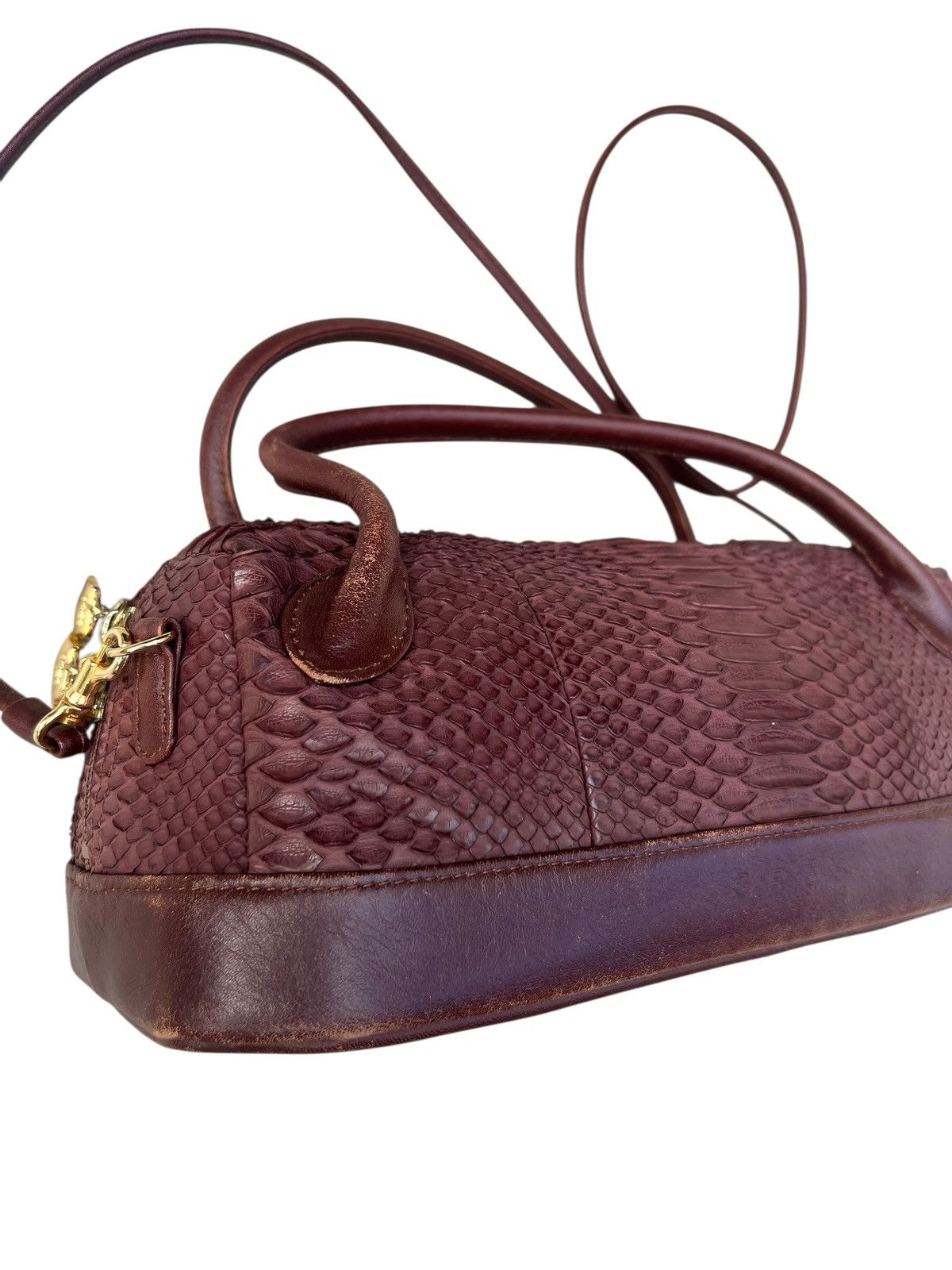Leather Vintage GRES PARIS Python Skin Leather 2 Way Mini Boston Bag Size ONE SIZE - 14 Thumbnail