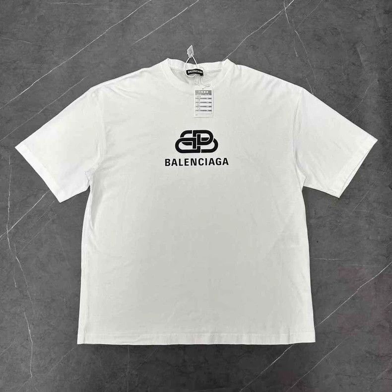 Balenciaga White Buckle Logo Short Sleeve