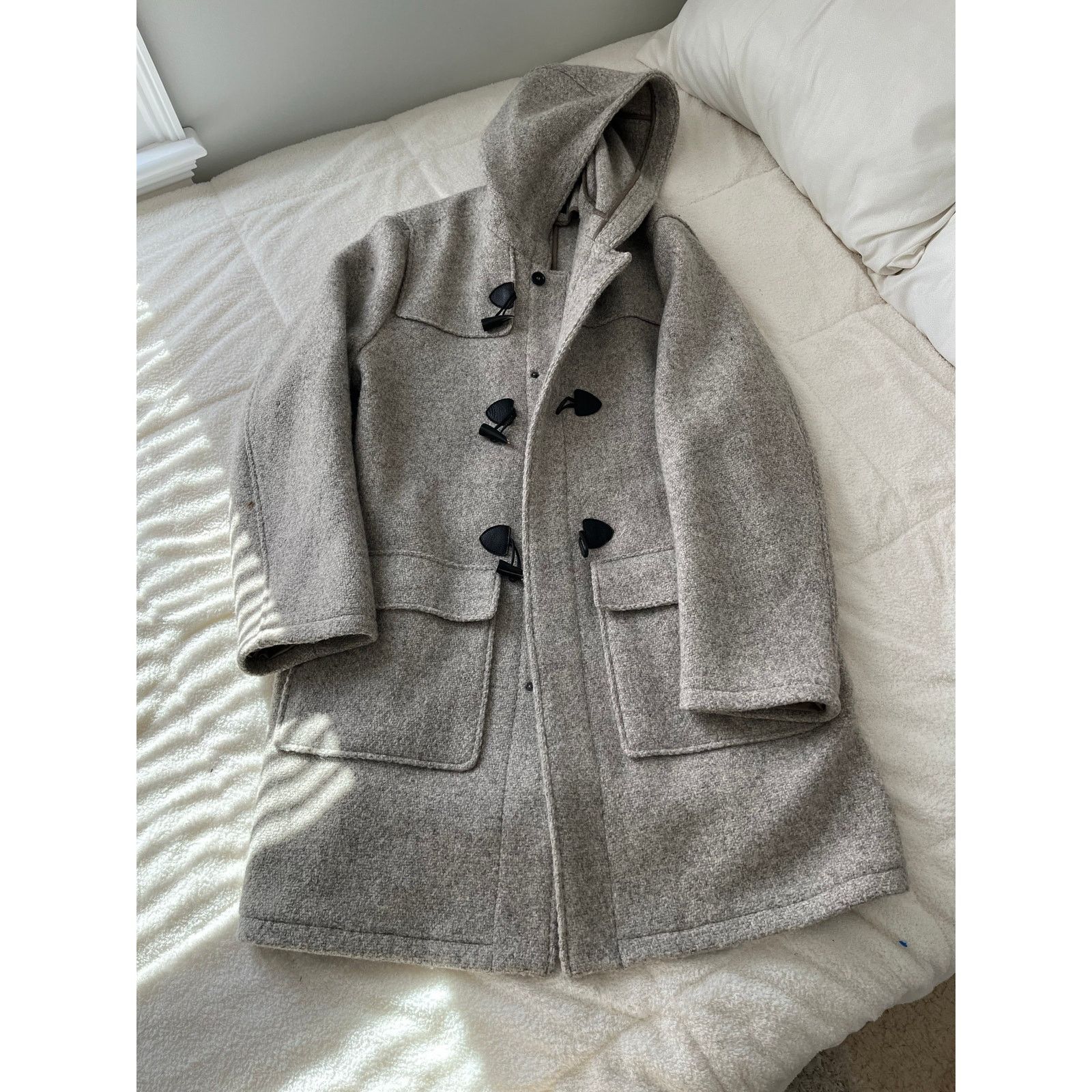 Brooks Brothers Mens Brooks Brothers Gray Wool Twill Toggle Pea Coat Long Size US XL / EU 56 / 4 - 1 Thumbnail