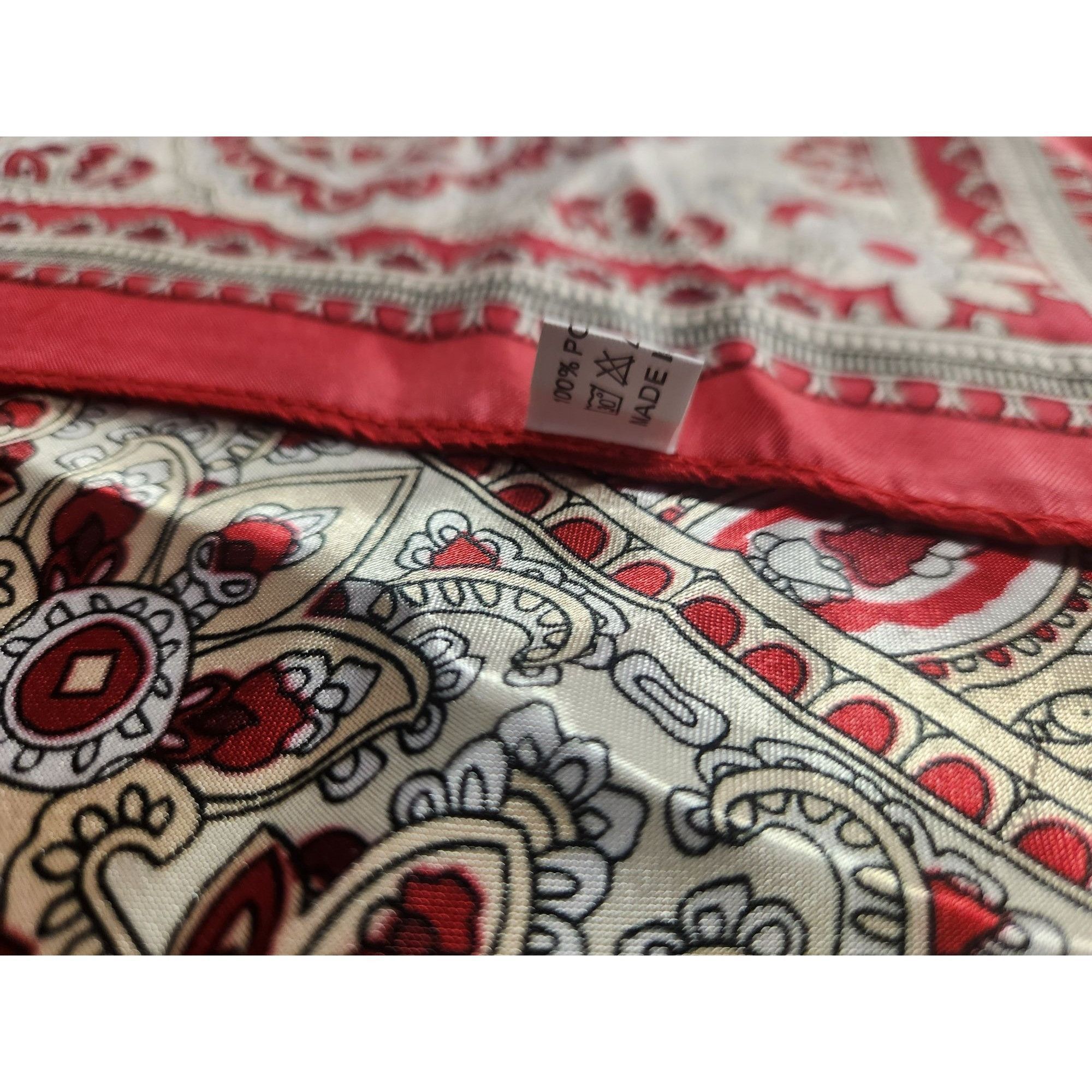 Other Red & Cream Paisley Square Scarf 100% Polyester 34"x34" Silk Size ONE SIZE - 5 Thumbnail