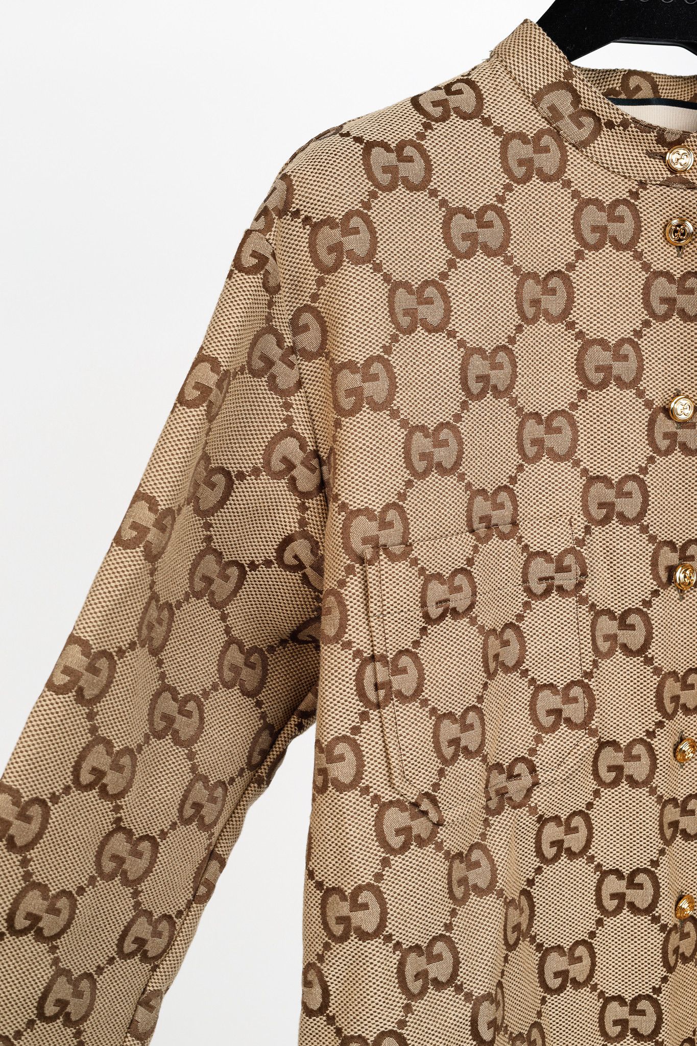 Gucci Gucci Camel Ebony Maxi GG Canvas Utility Shirt Size XS / US 0-2 / IT 36-38 - 5 Thumbnail