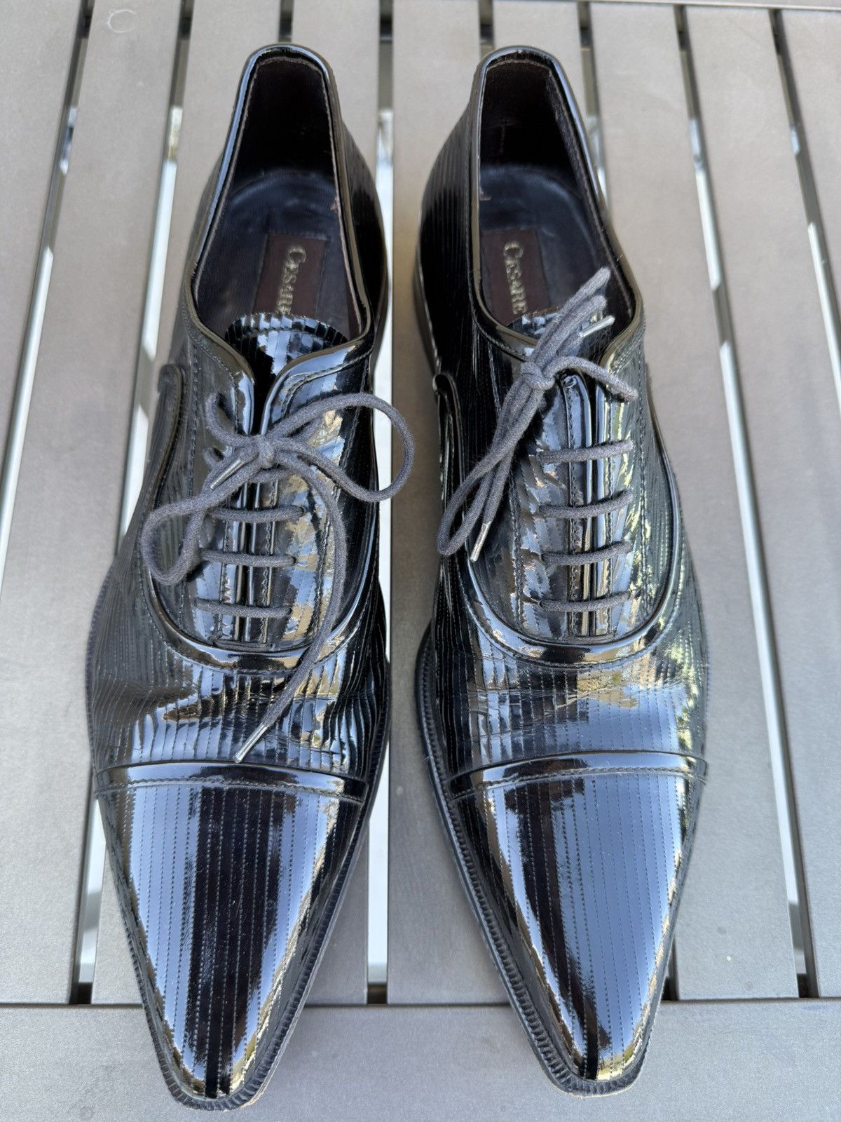 Cesare Paciotti Patent Leather Cap Toe Dress Shoes
