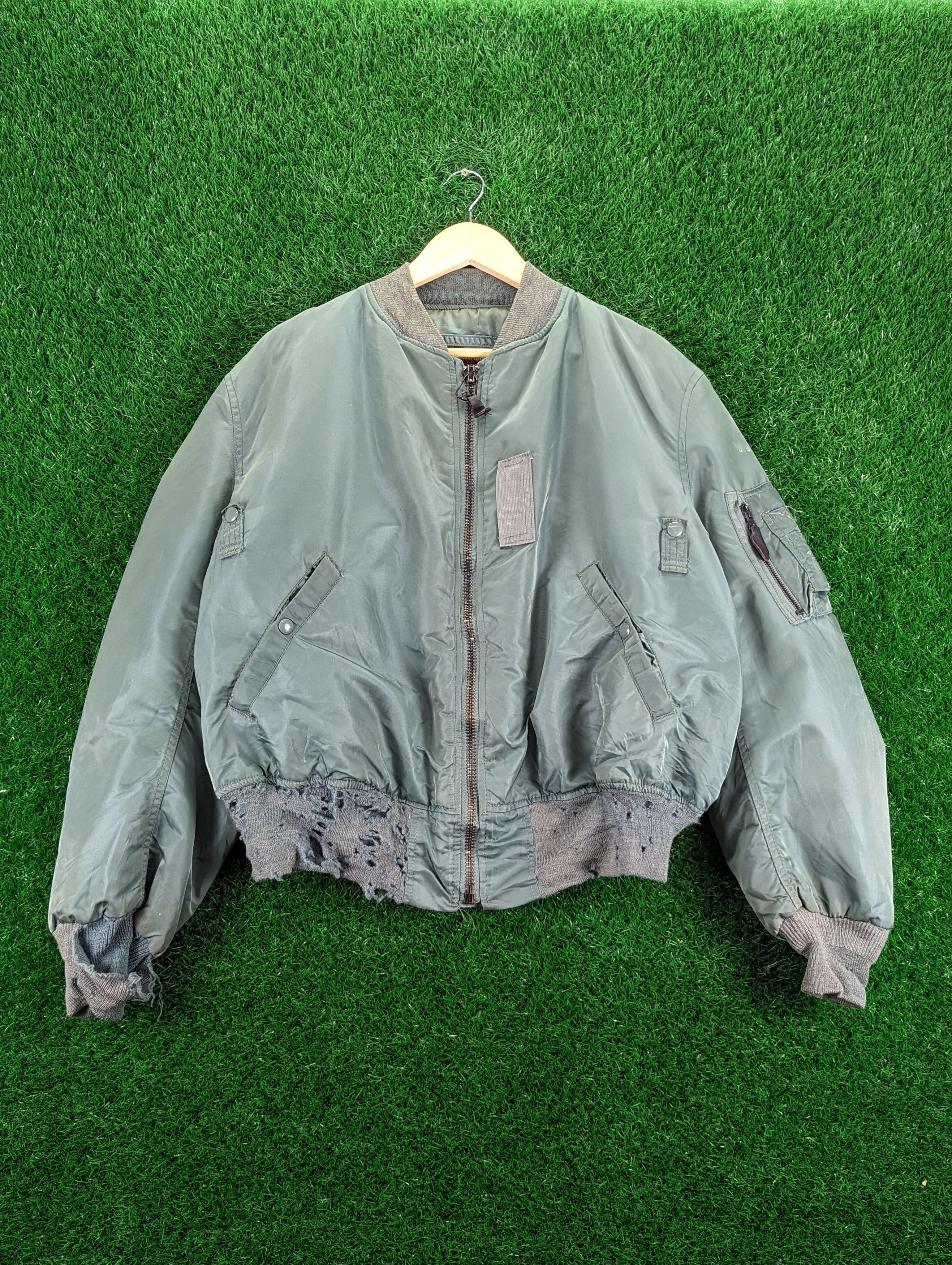 image of Ma 1 x US Air Force Vintage Us Air Force Type Ma-1 Bomber Distressed Jacket, Men's (Size Large)