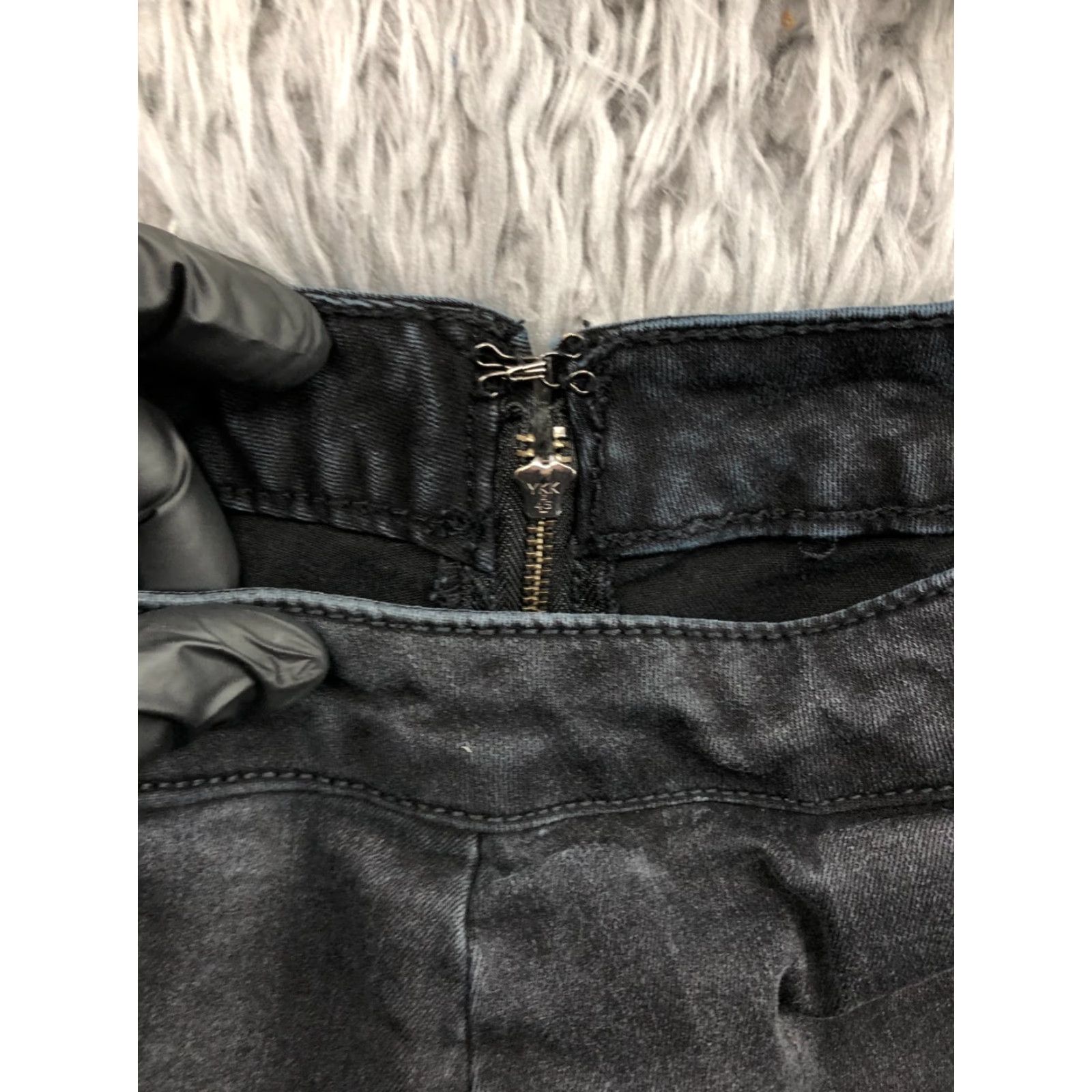 Vintage SO High Rise Tennis Skirt Juniors Size 15 Black Denim Dark Wash Flared Zip Size 36" / US 14 / IT 50 - 7 Thumbnail