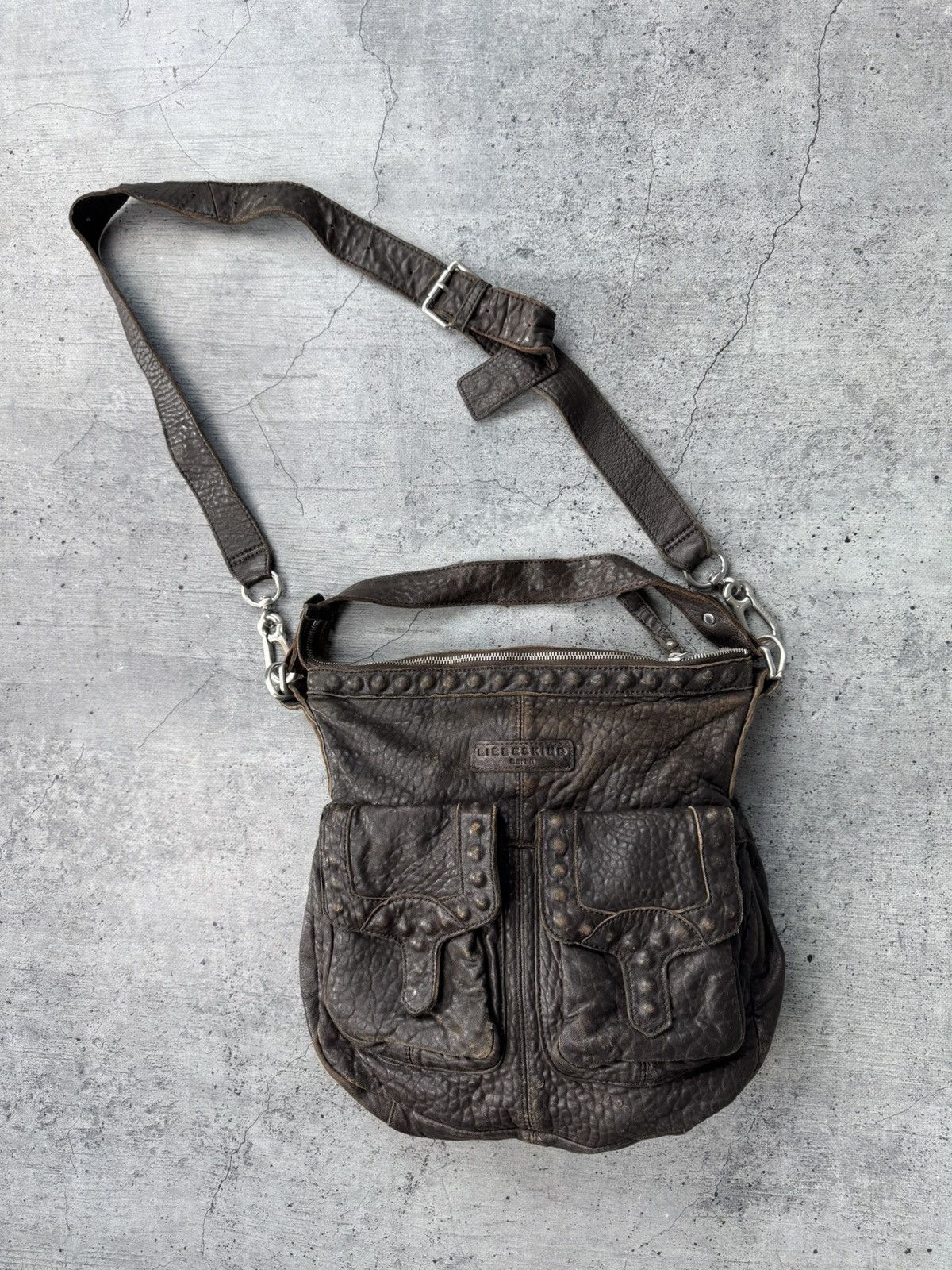 Hysteric Glamour Avant Garde Vintage Faded Leather Backpack Multi pocket Bag Size ONE SIZE - 2 Thumbnail