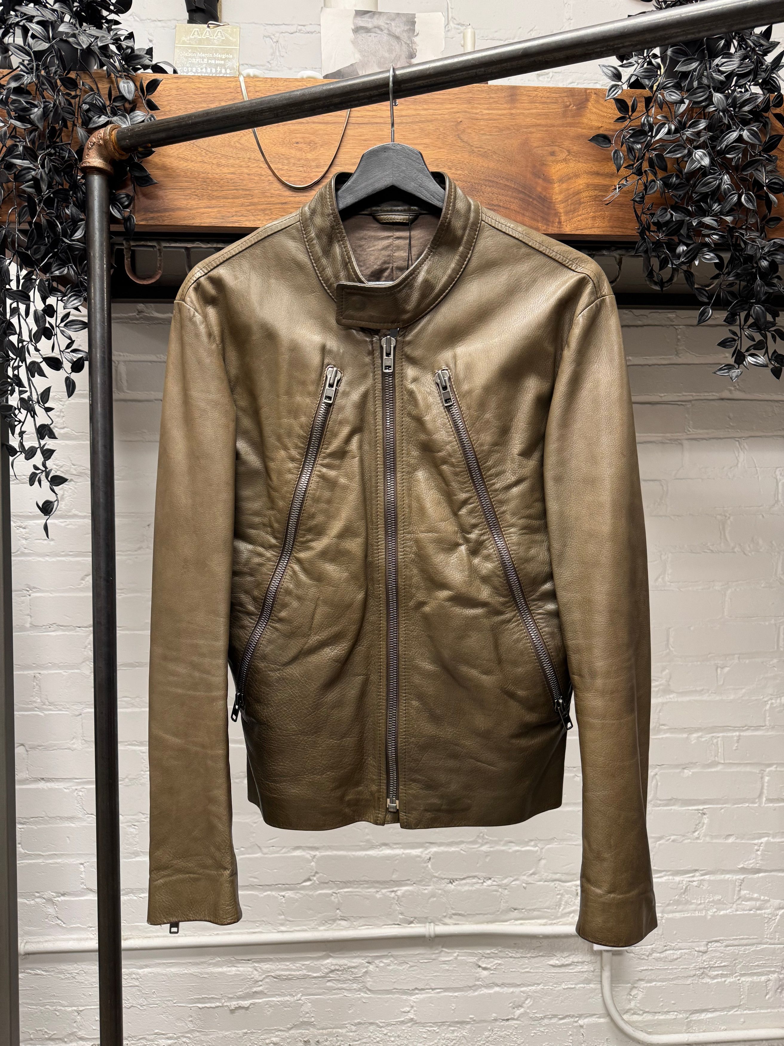Maison Margiela Maison Margiela ‘5-Zip’ Brown Calfskin Leather Jacket Size US S / EU 44-46 / 1 - 1 Thumbnail