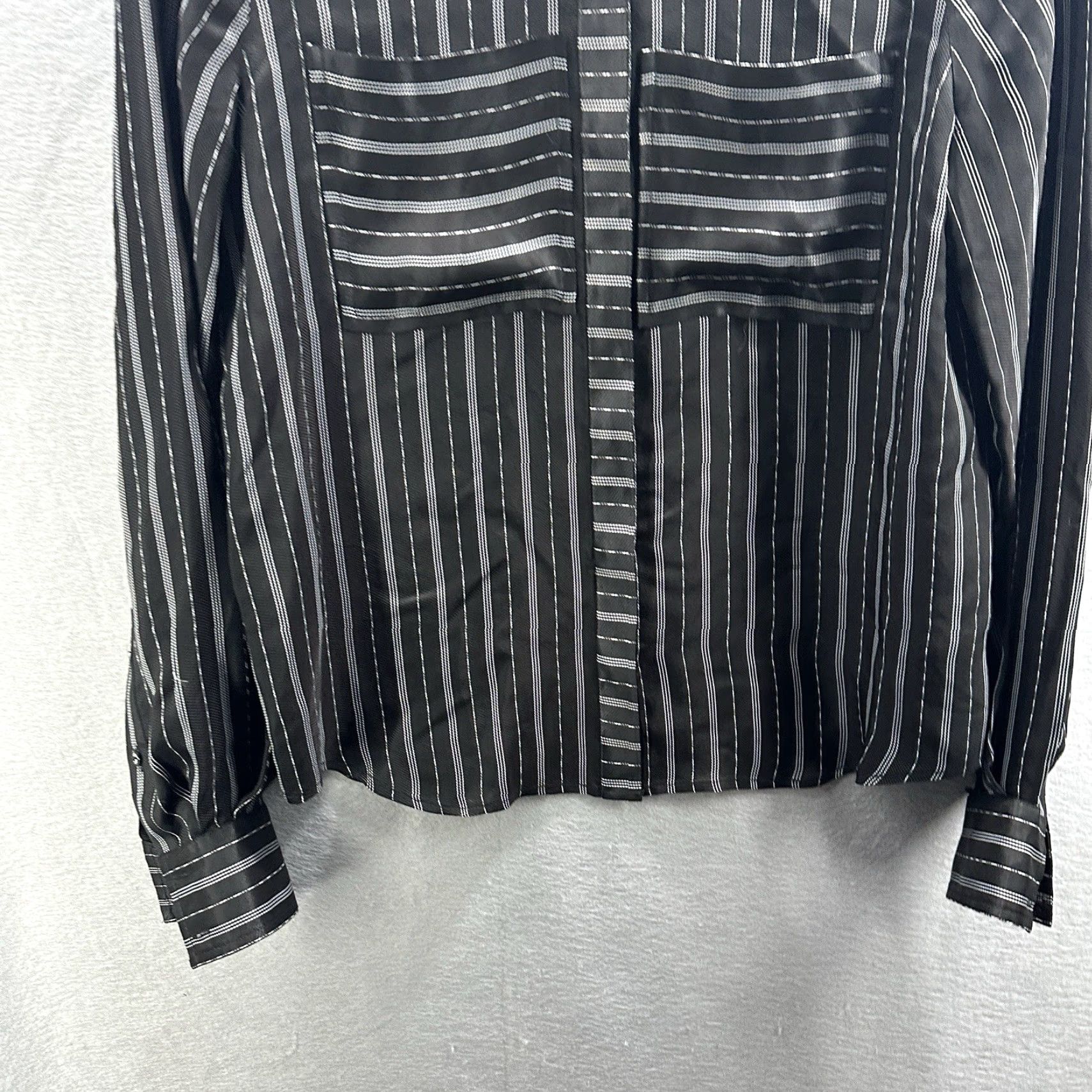 Ramy Brook Ramy Brook Button Front Shirt Womens XS Black Pockets Quiet Luxury Satin Ramie Button-Up Shirt XS Womens Black Pockets Quiet Luxury 90s? Size XS / US 0-2 / IT 36-38 - 4 Thumbnail