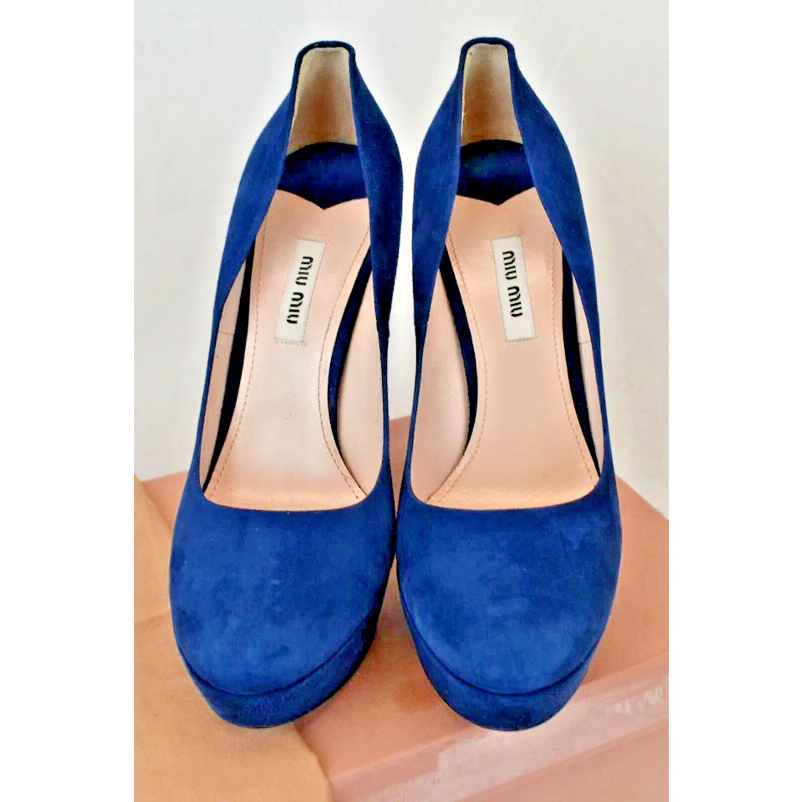 Miu Miu NIB MIU MIU PRADA BLUE SUEDE 5IP266 PLATFORM PUMPS 41 ITALY Size US 11 / IT 41 - 2 Thumbnail