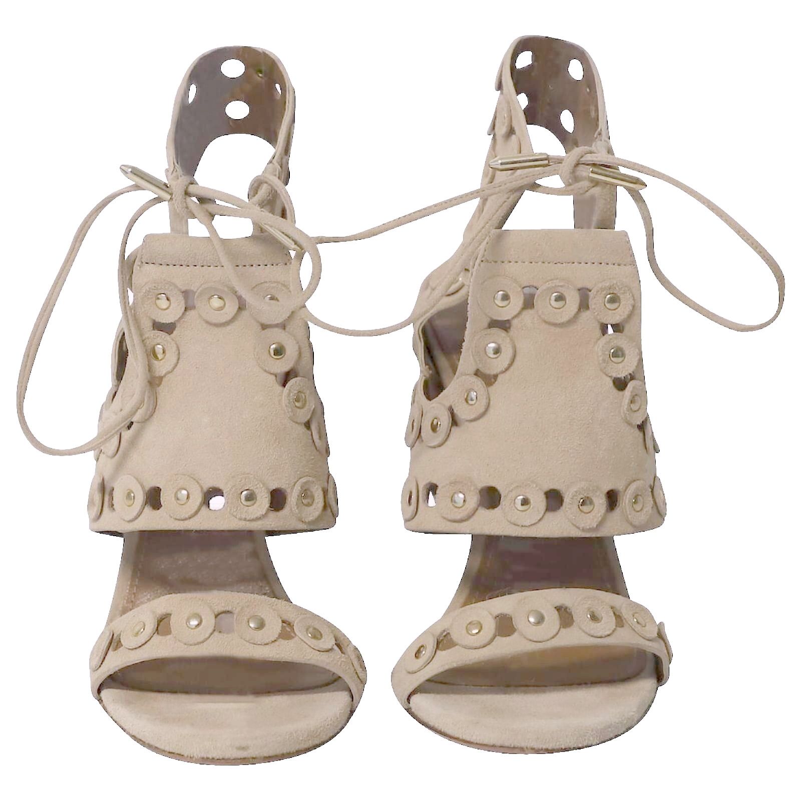 Aquazzura AQUAZZURA Suede Studded Vamp Straps Lace Up Sandal Heel 38.5 Size US 8.5 / IT 38.5 - 3 Thumbnail