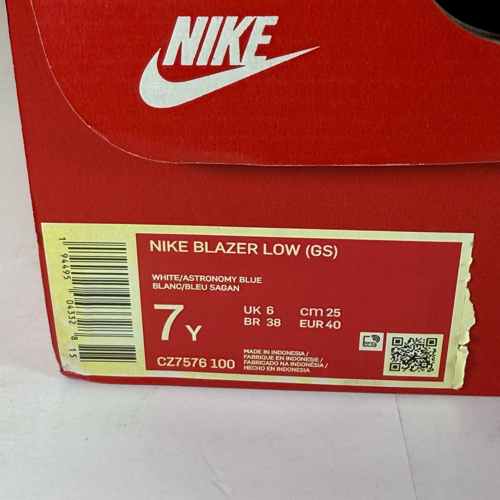Nike Nike Blazer Low (GS) CZ7576-100 White/Blue Size 7 Youth Size US 7 / IT 37 - 6 Thumbnail