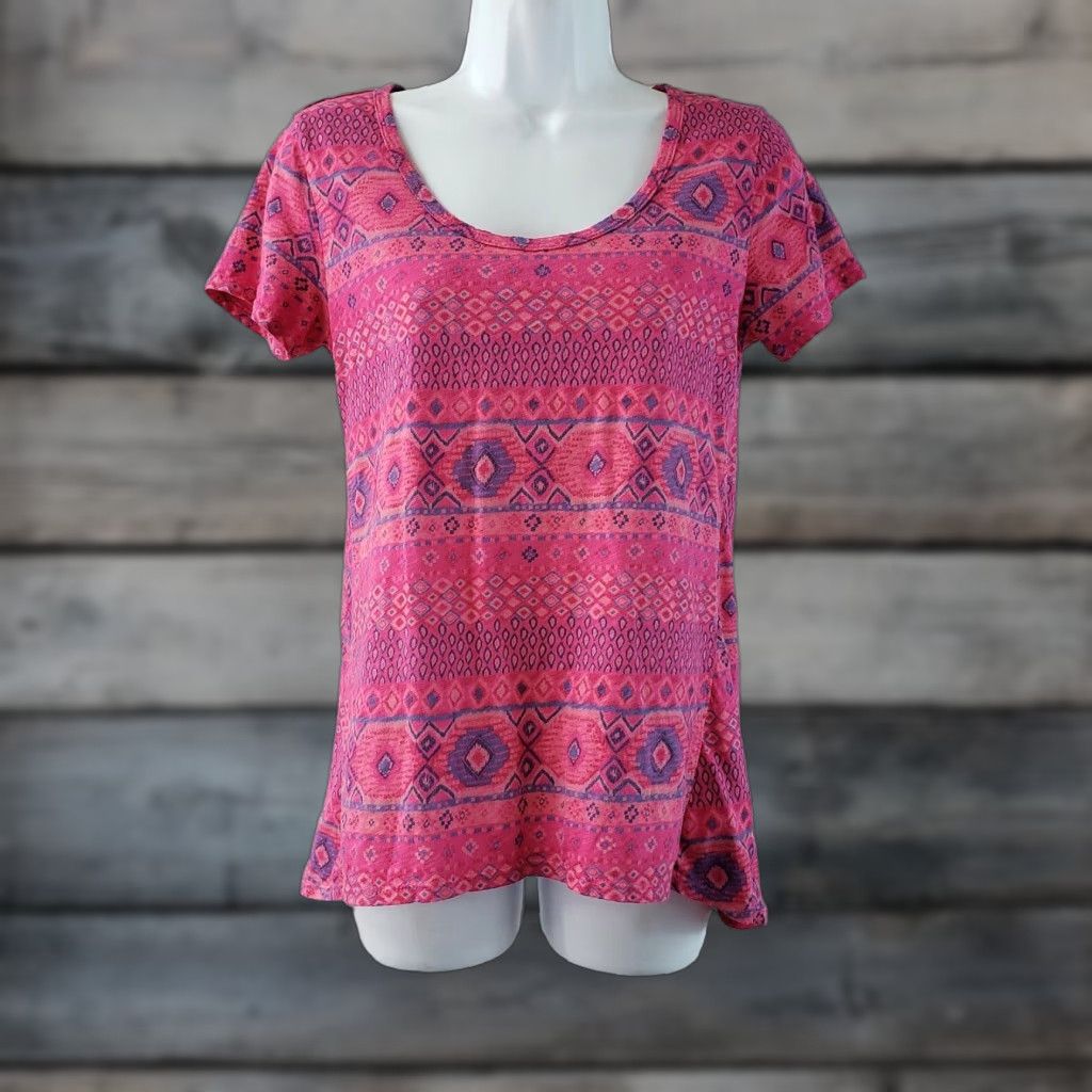 Pinko Fresh Produce Womens Tee XS Pink Purple Geometric Cotton Short Sleeve T-Shirt Casual Womens XS Pink Geometric Cotton Short Sleeve Size 26" / US 2 / IT 38 - 1 Thumbnail