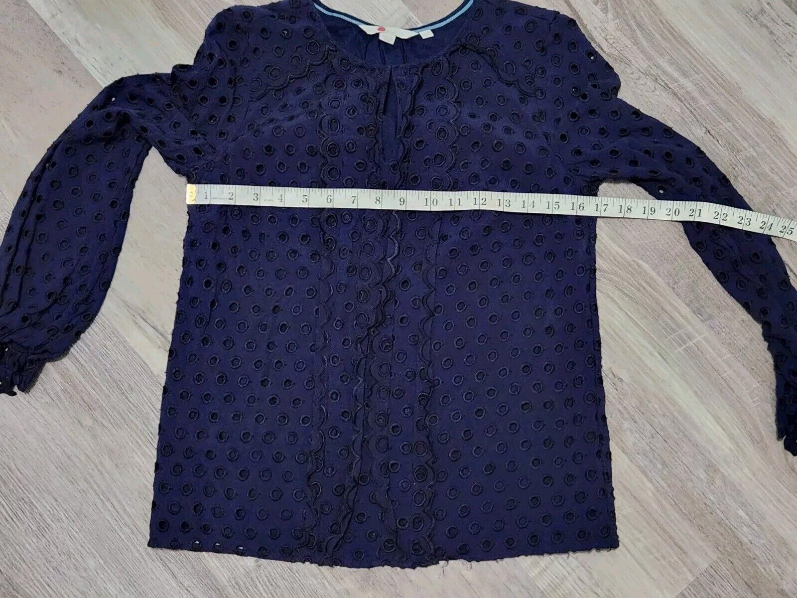 Boden Boden Top Size 4 Blue Long Sleeve Eyelet Blouse Classy Size S / US 4 / IT 40 - 5 Thumbnail