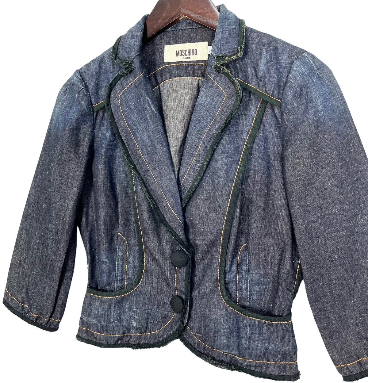 Designer × Moschino Moschino Jeans Denim Distressed Shorts Blazer Jacket Size S / US 4 / IT 40 - 4 Thumbnail