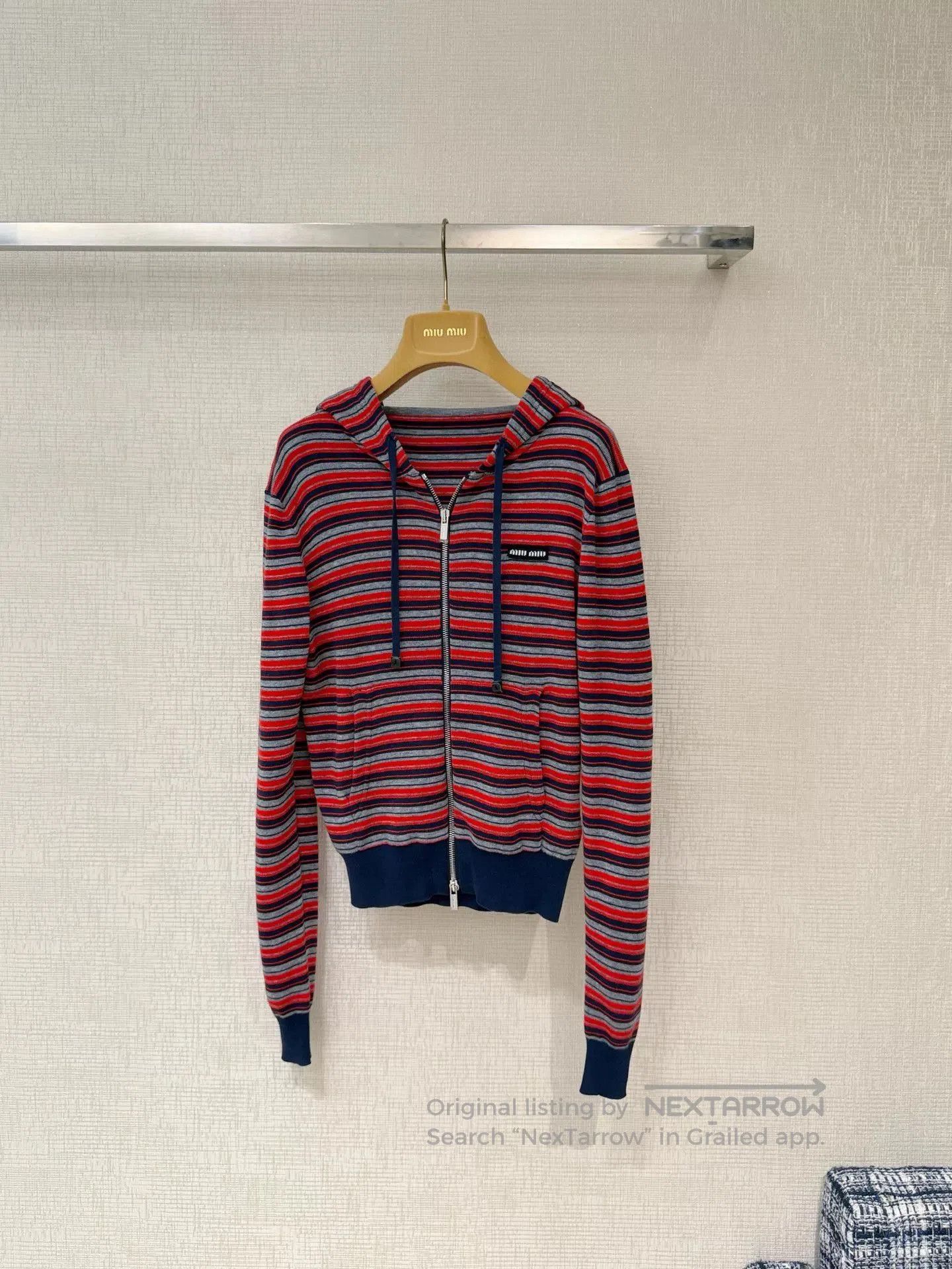 Miu Miu Miu Miu 26SS Striped Hooded Jacket. Size S / US 4 / IT 40 - 1 Thumbnail