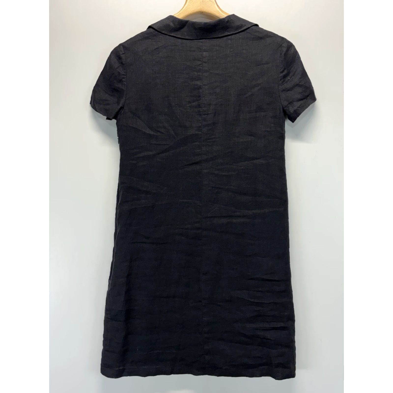Cremieux VINTAGE Cremieux Shirt Dress Women XS Black Linen Pockets Lace Up Collared Short Sleeve Casual Travel Size XS / US 0-2 / IT 36-38 - 3 Thumbnail