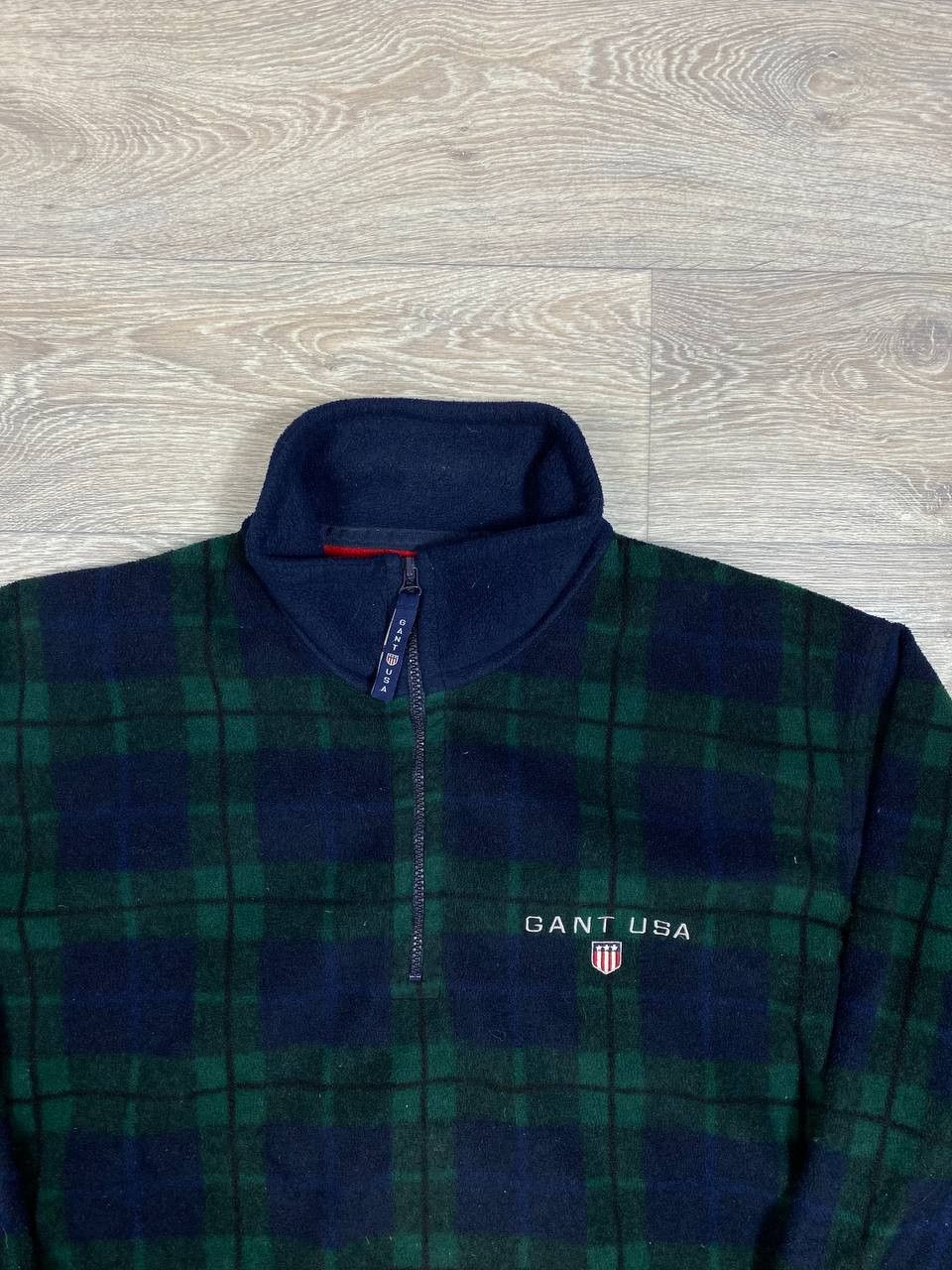 Gant × Vintage Vintage GANT USA Chekered 1/4 Zip Fleece Sherpa Jacket Size US L / EU 52-54 / 3 - 2 Thumbnail
