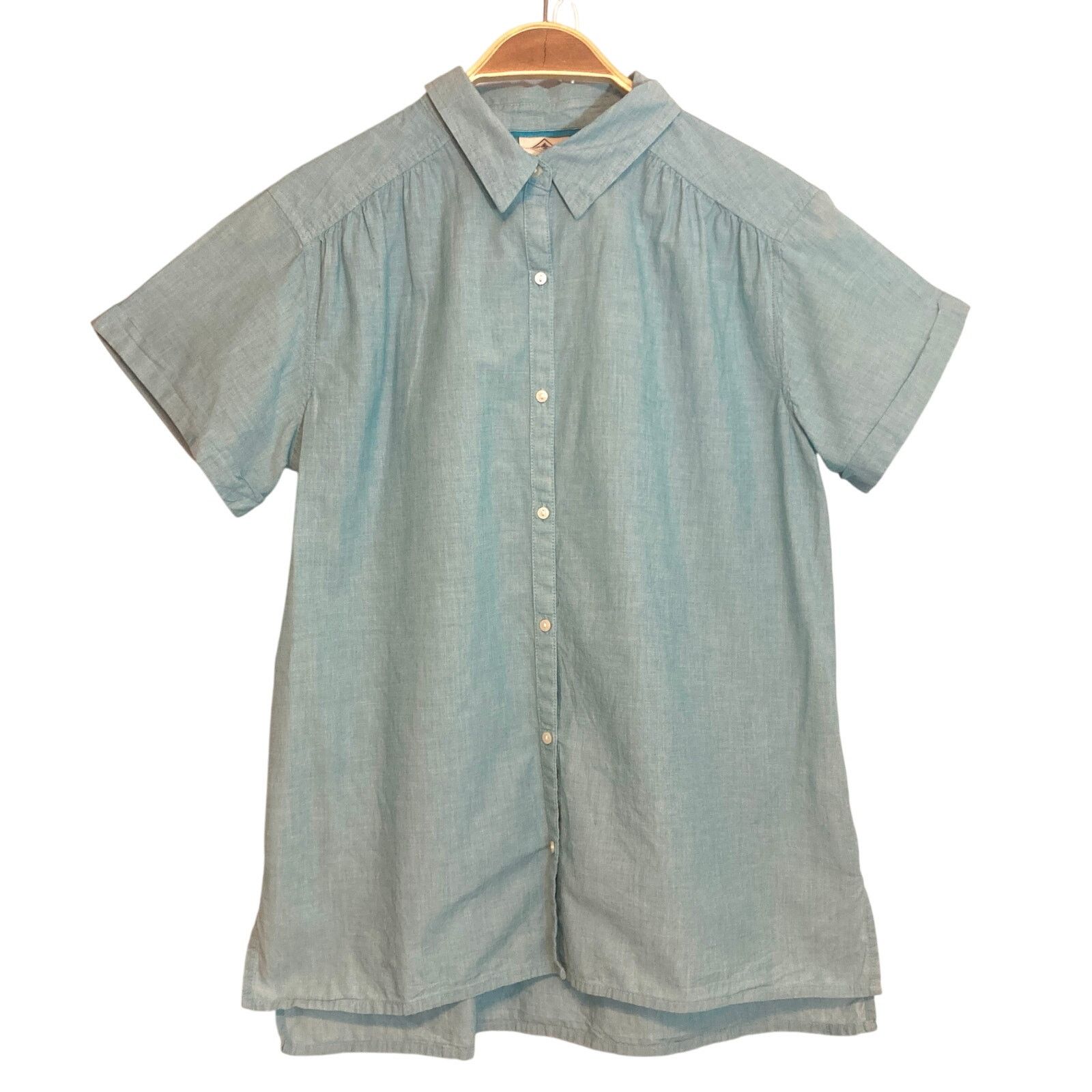 St. Johns Bay St Johns Bay Light Blue Cotton Short Sleeve Button Shirt Top Size M / US 6-8 / IT 42-44 - 1 Thumbnail