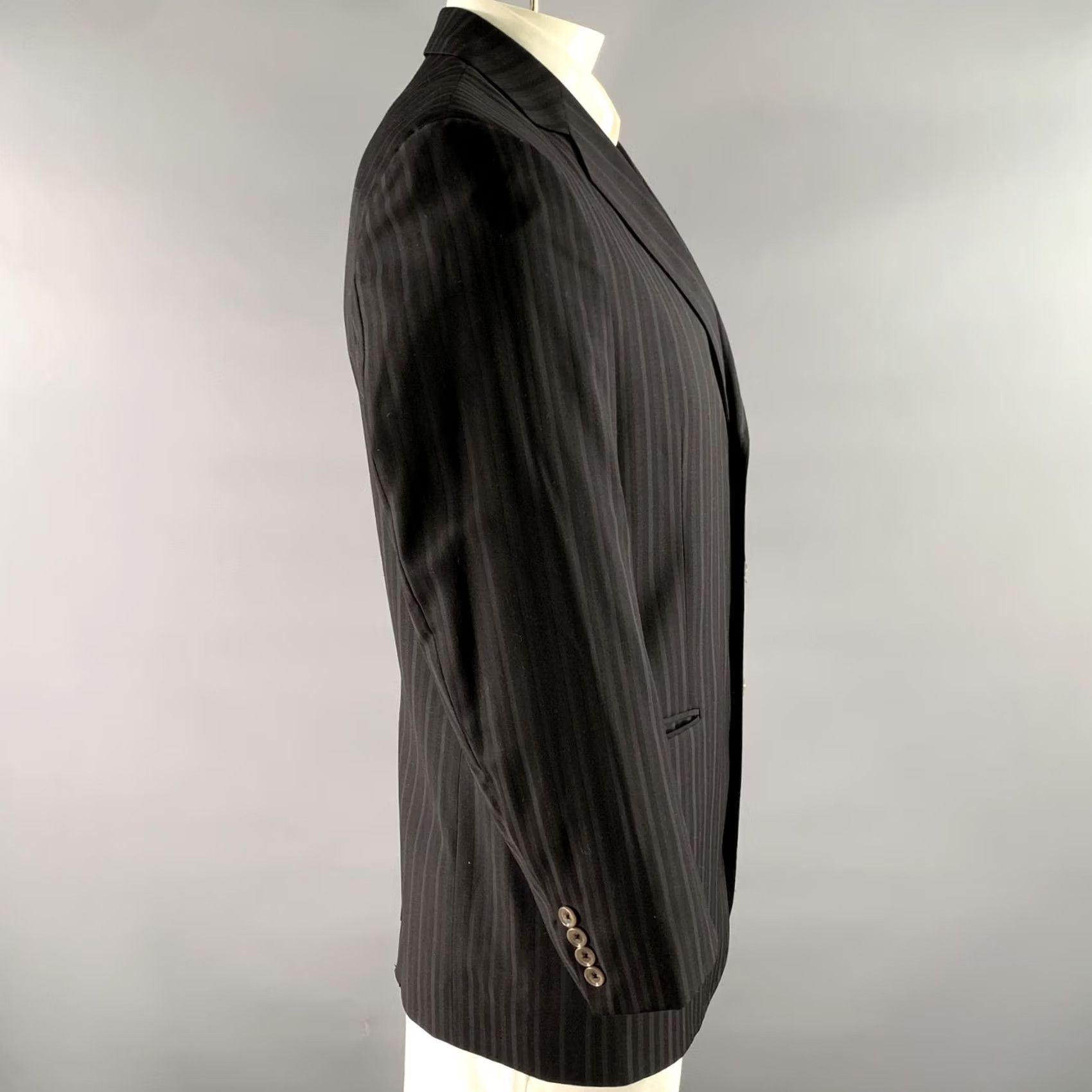 Dolce & Gabbana DOLCE & GABBANA Sport Coat Black Grey Stripe Wool Blend Notch Lapel Size 42 Men Size US XS / EU 42 / 0 - 3 Thumbnail