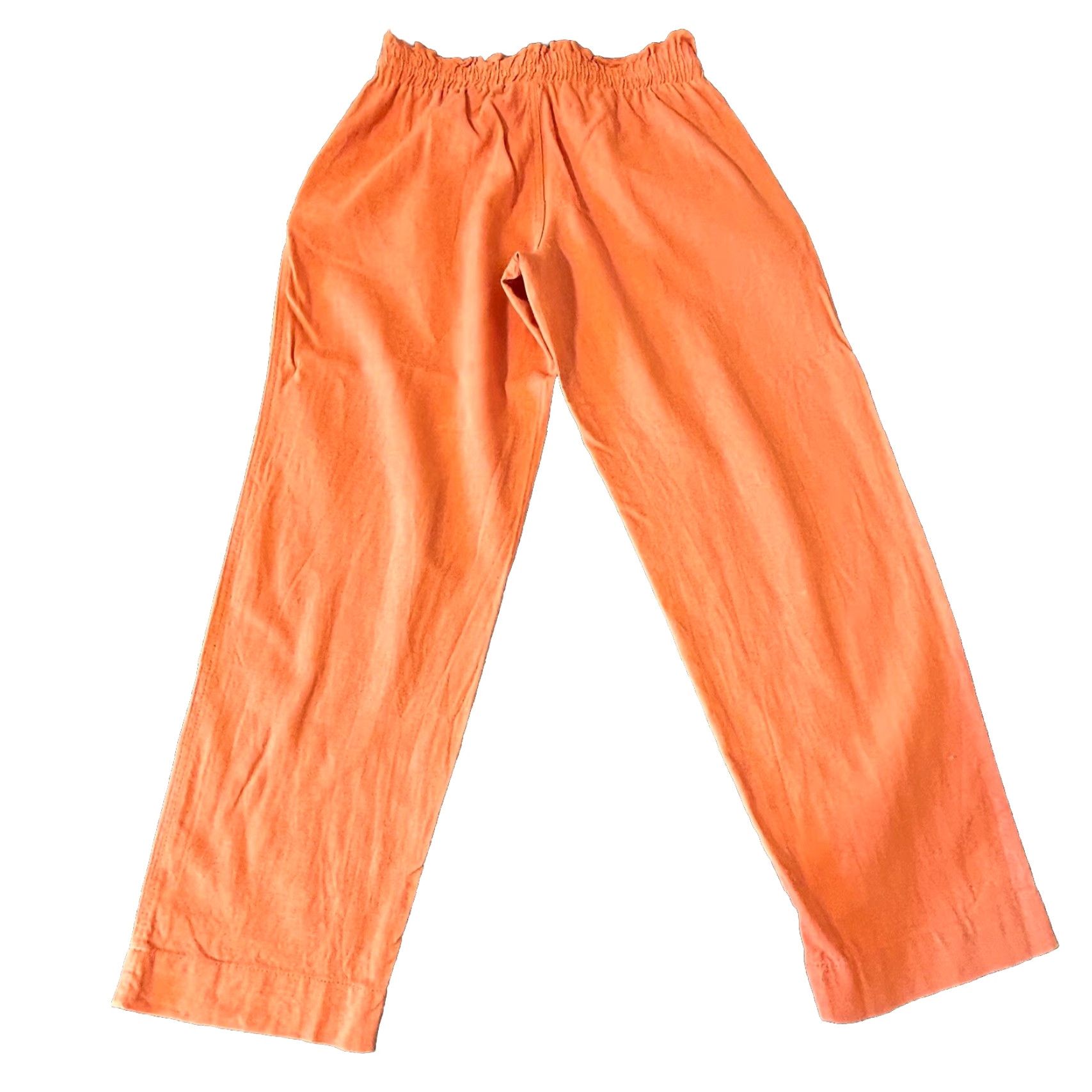 Vintage A New Day Linen Blend Pants Women M Orange Drawstring Pockets High Rise Flat Front Knit 26in Inseam 37in Seasonal Beach Bohemian 2021 Size 32" / US 10 / IT 46 - 2 Thumbnail