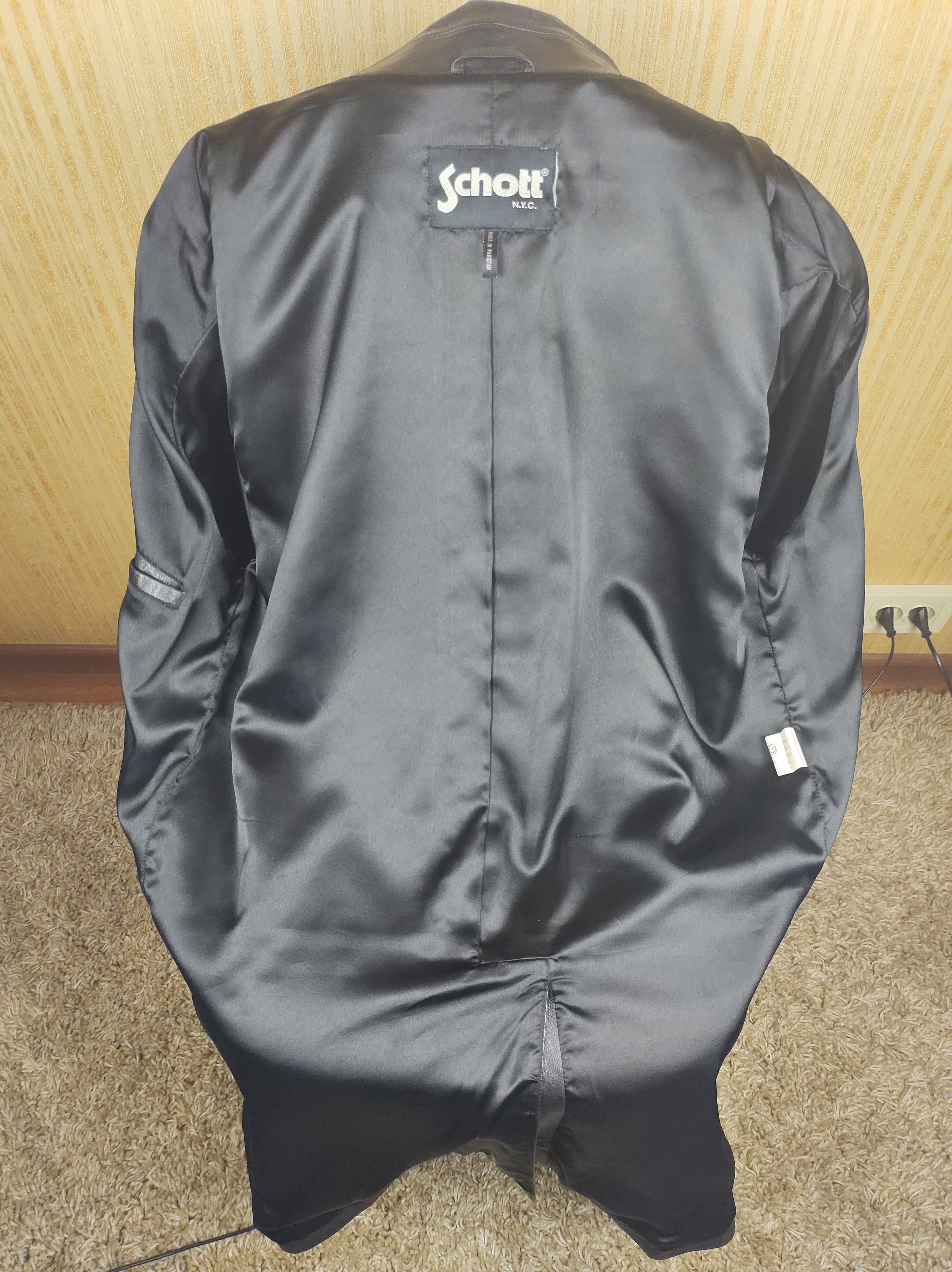 Schott Schott Men’s Long Black Leather Jacket Excellent Condition Size US L / EU 52-54 / 3 - 6 Thumbnail