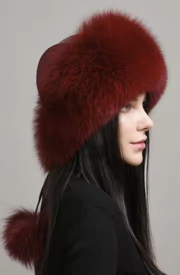 Japanese Brand Aesthetic Fox Fur Hat Unisex Size ONE SIZE - 3 Thumbnail