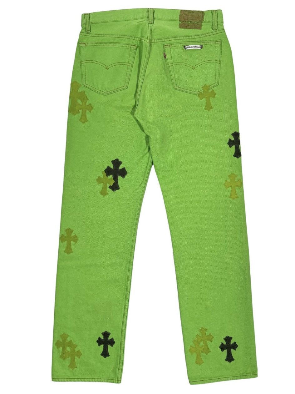 Chrome Hearts Chrome Hearts Sex Records green & black cross patch denim Size US 33 - 2 Thumbnail