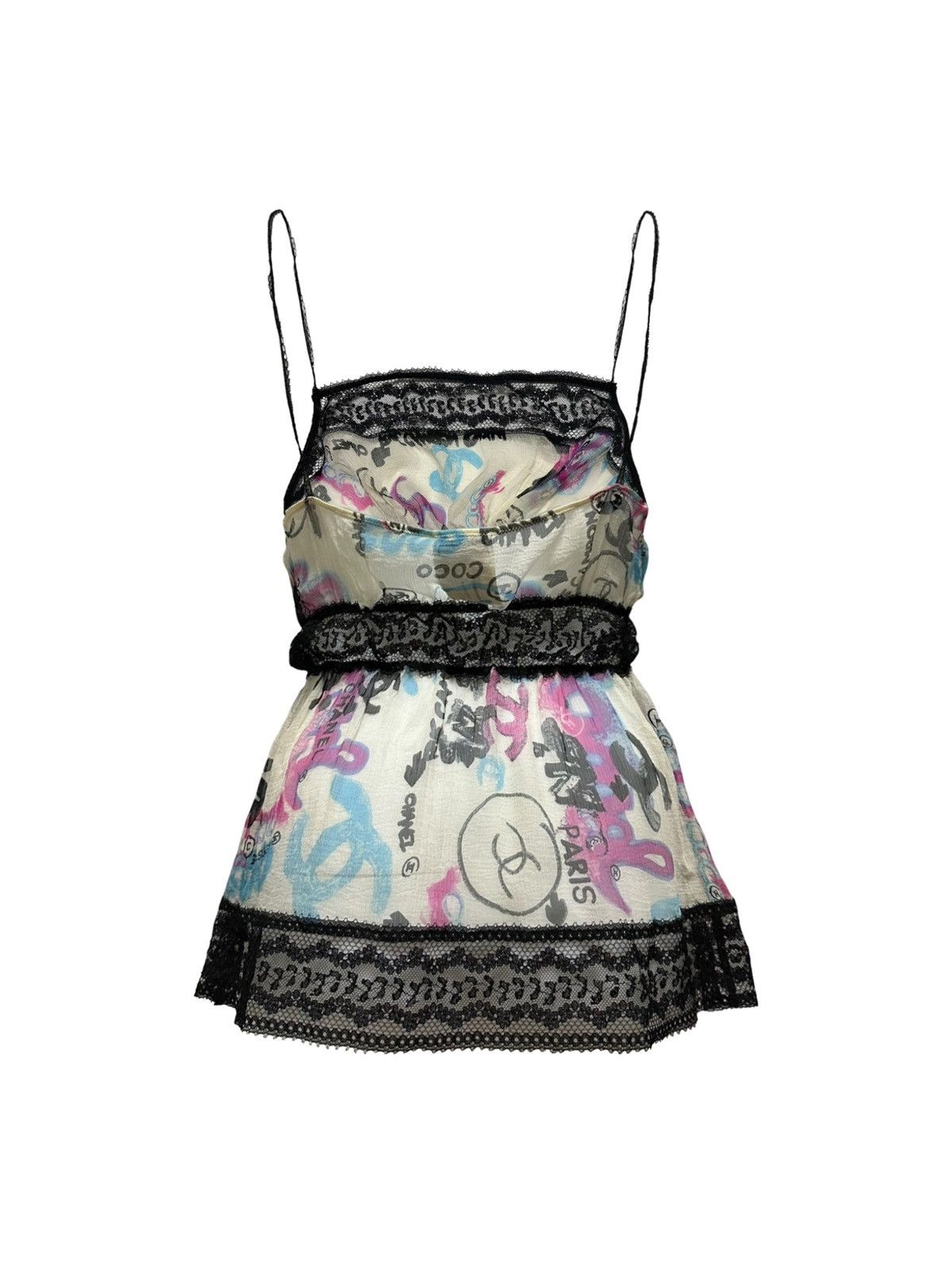 Chanel CHANEL Resort 2007 Graffiti Print Lace Trim Camisole Size M / US 6-8 / IT 42-44 - 2 Thumbnail
