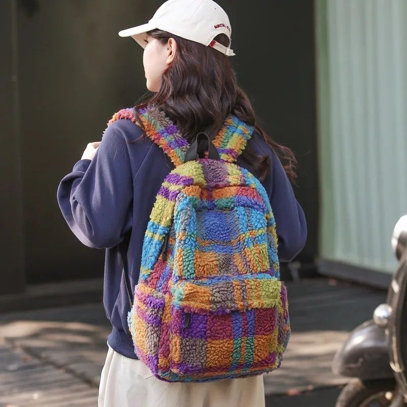Unisex Fluffy Wool Plush Backpack