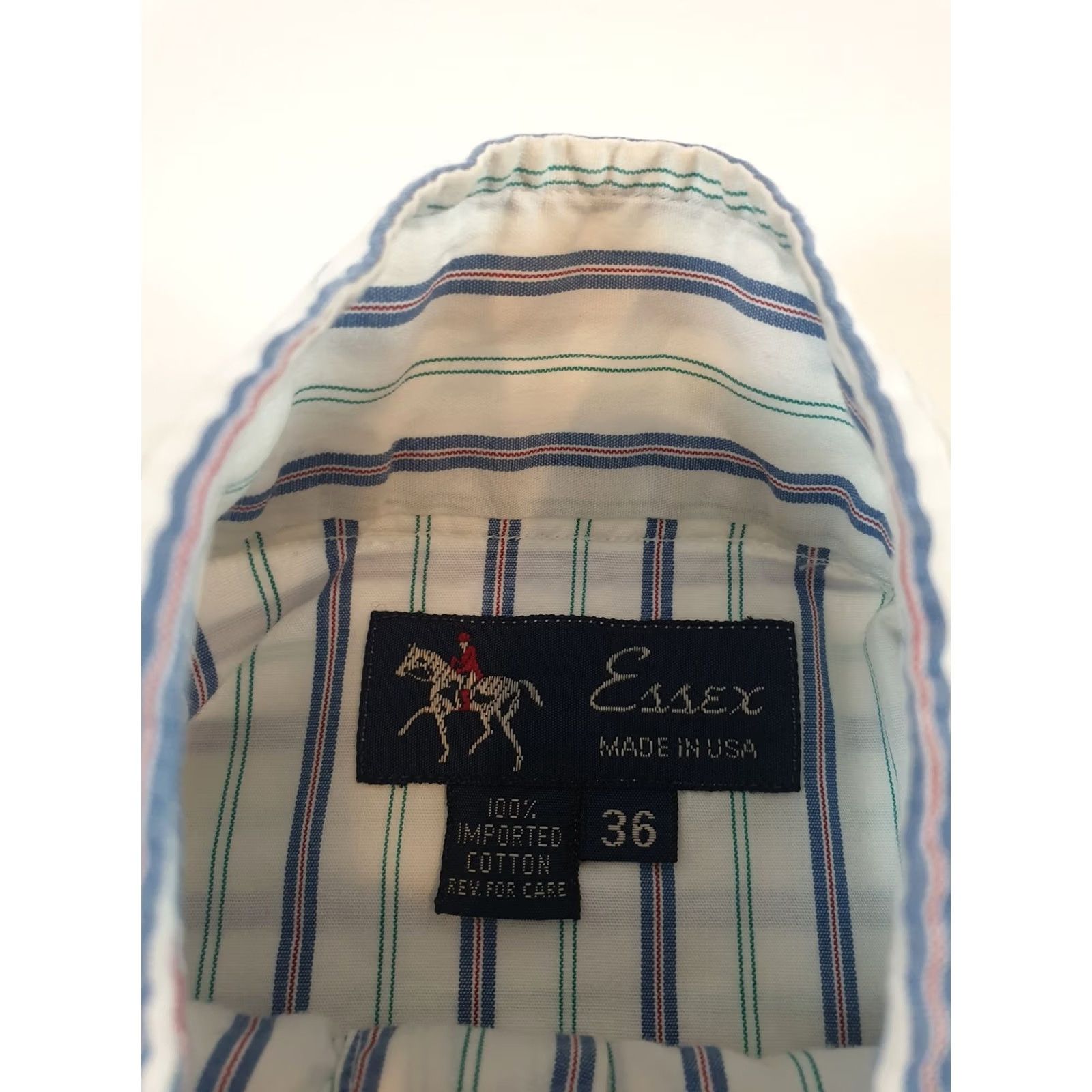 Vintage VINTAGE Essex Shirt Mens 36 Blue White Striped Removable Collar Button Up Made USA Shirt Dress Shirt Mens Blue Striped 80s USA Size US M / EU 48-50 / 2 - 6 Thumbnail
