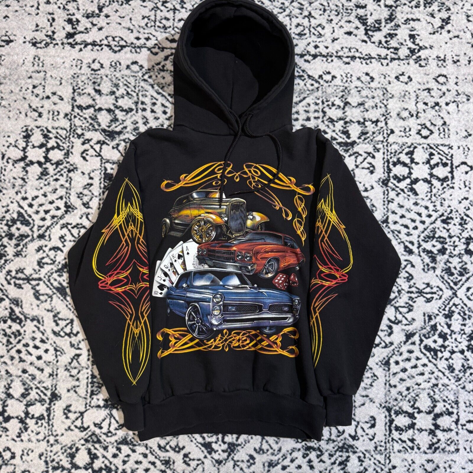 Vintage Vintage Black Cotton Hoodie Size S 90s Gambling Card Car Y2K Size US S / EU 44-46 / 1 - 1 Thumbnail