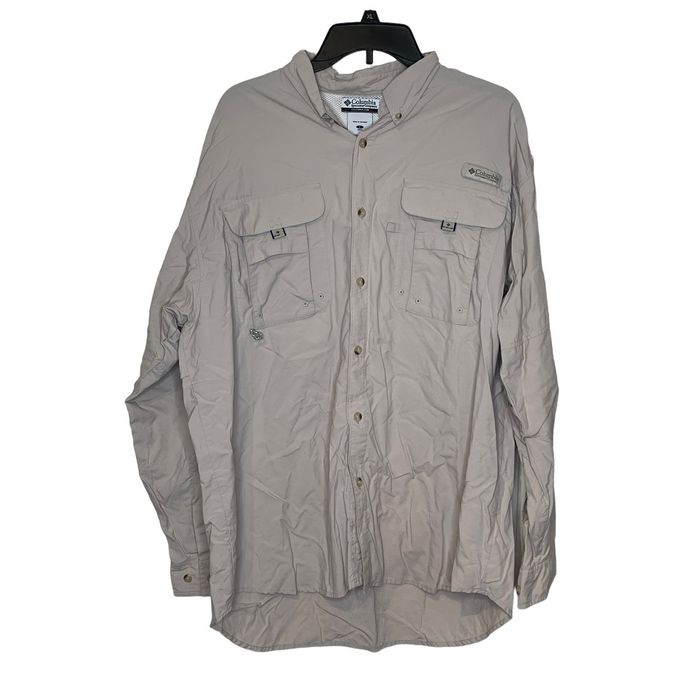 Realtree Fishing Light Gray Vented Long Sleeve Button Down Fishing Shirt 2XL