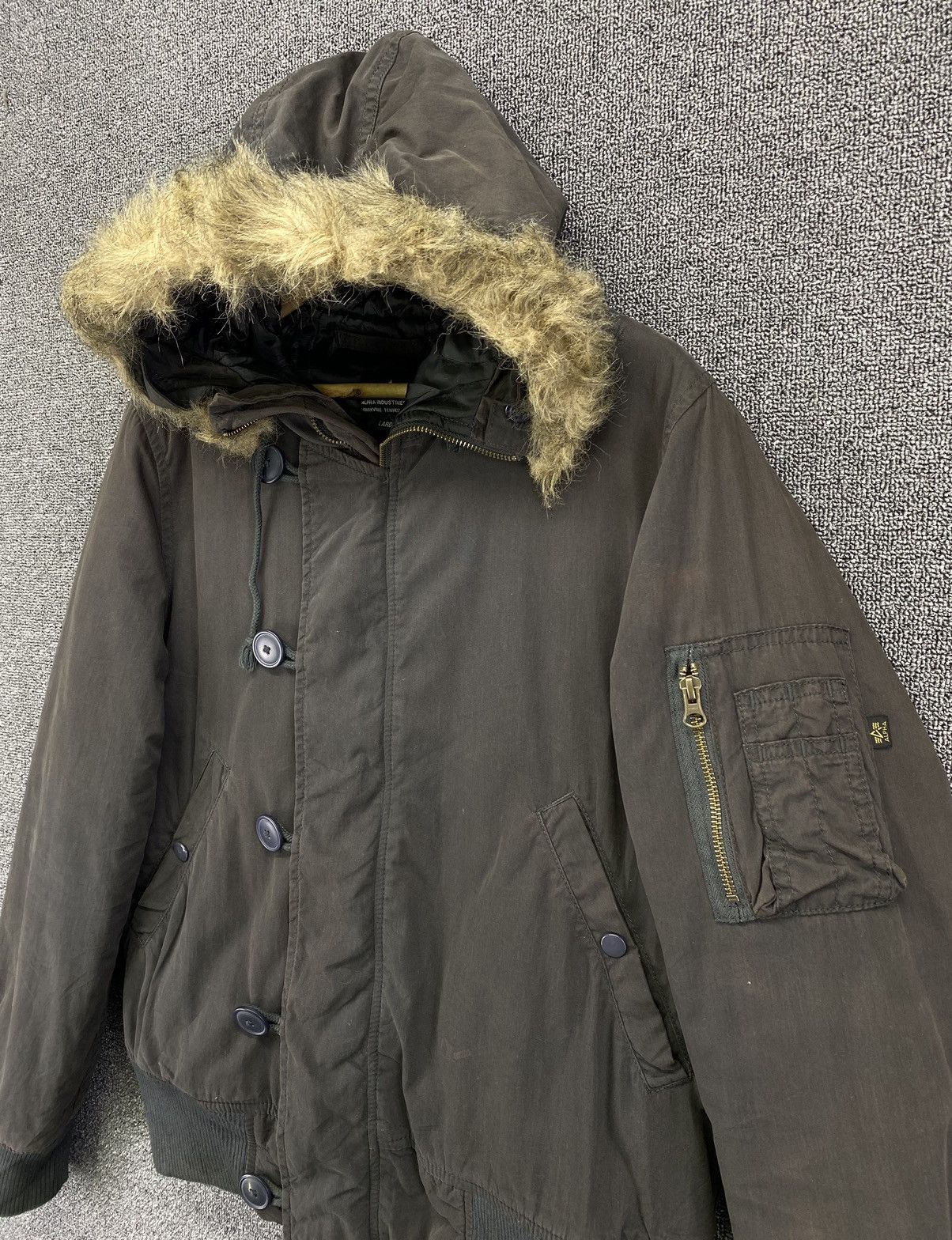 Alpha Industries Vintage Alpha Industries Faux Fur Hoodie Long Jacket Size L / US 10 / IT 46 - 7 Thumbnail
