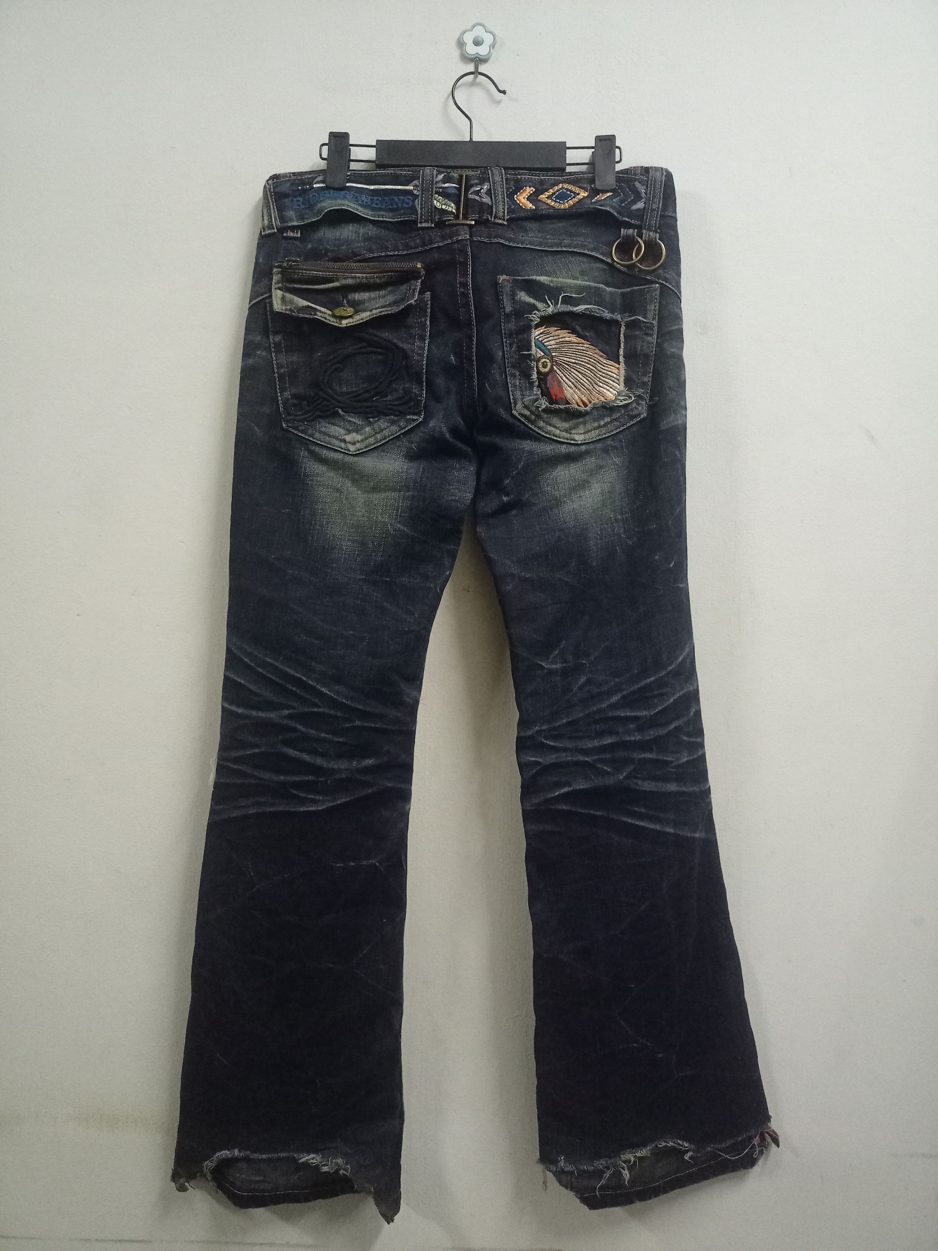 Japanese Brand Vintage Japanese Embroidered Buckle Back Flare Jeans Size US 32 / EU 48 - 2 Thumbnail