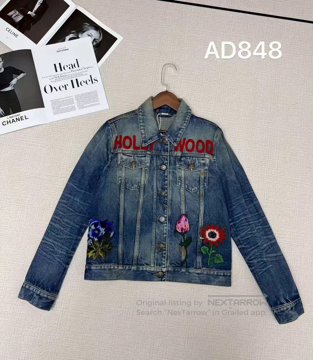 Gucci Gucci Light Blue Floral Denim Jacket. Size M / US 6-8 / IT 42-44 - 2 Thumbnail