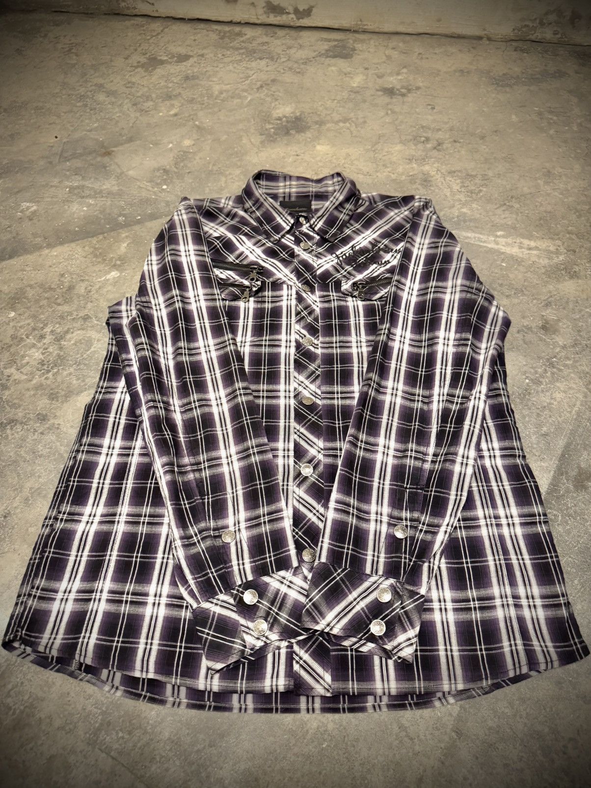 Japanese Brand Rare Roushatte Punk Plaid Flannel Size US L / EU 52-54 / 3 - 3 Thumbnail