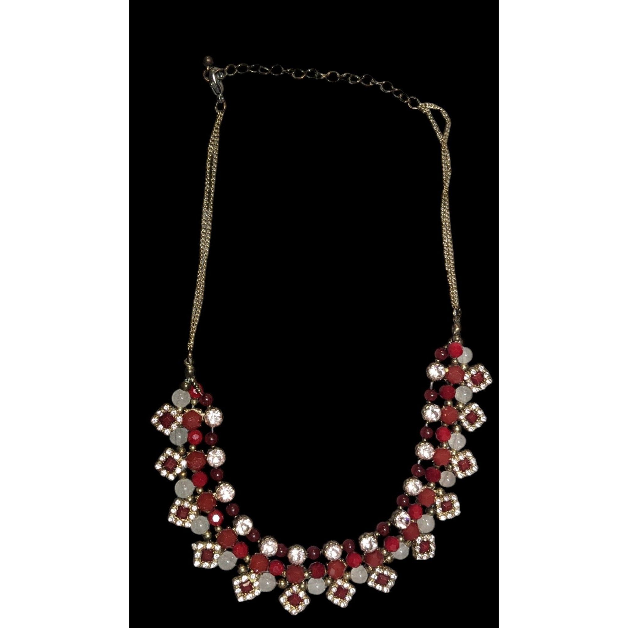 Other Elegant Glam Red And silver Rhinestone Statement Necklace Size ONE SIZE - 1 Thumbnail