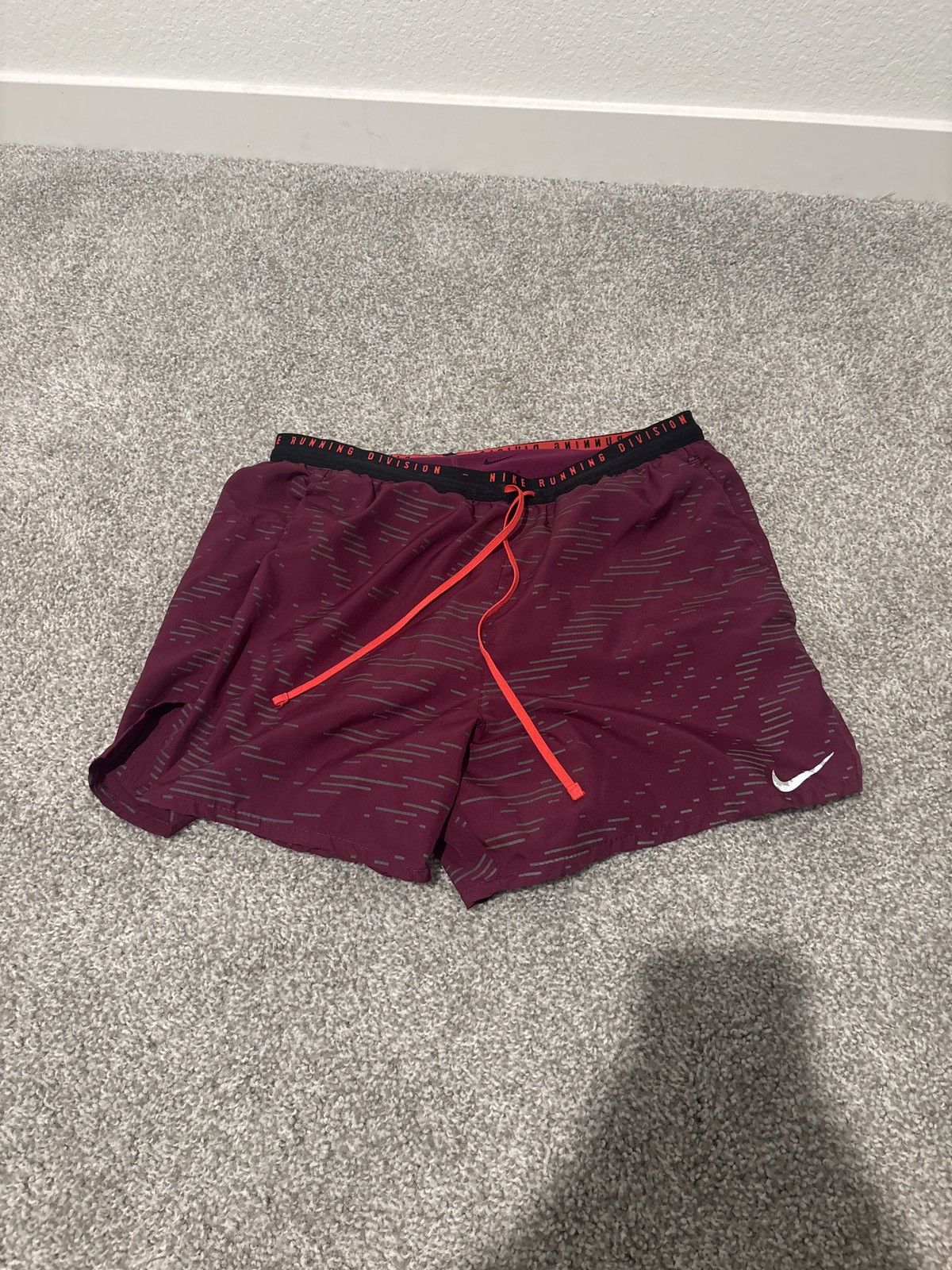 Nike Maroon Red Nike Running Shorts 5 Inch Inseam With Liner Size US 33 - 1 Thumbnail