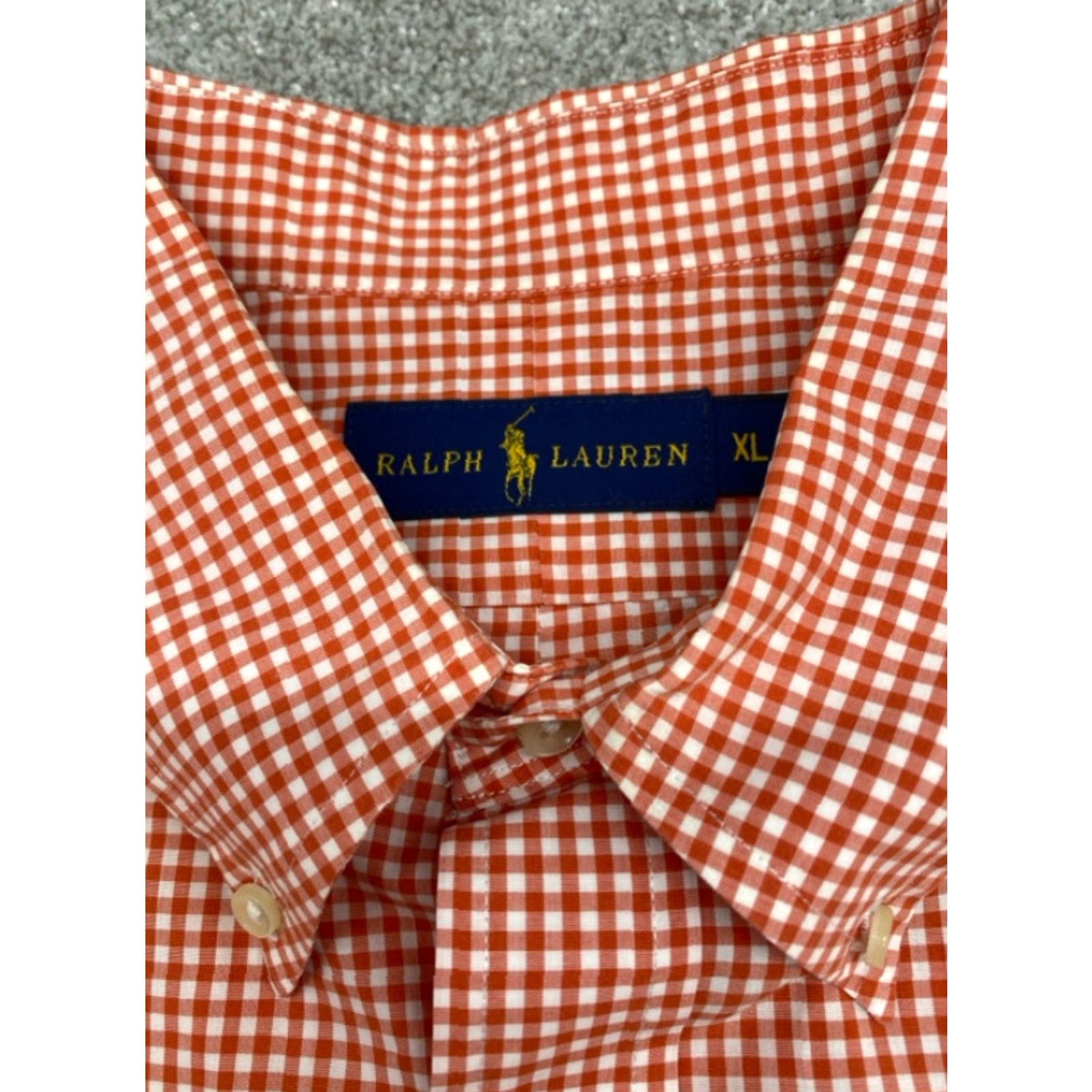 Ralph Lauren VINTAGE Ralph Lauren Shirt Mens XL Long Sleeve Button Up Orange White Checked Blue Pony Size US XL / EU 56 / 4 - 4 Thumbnail