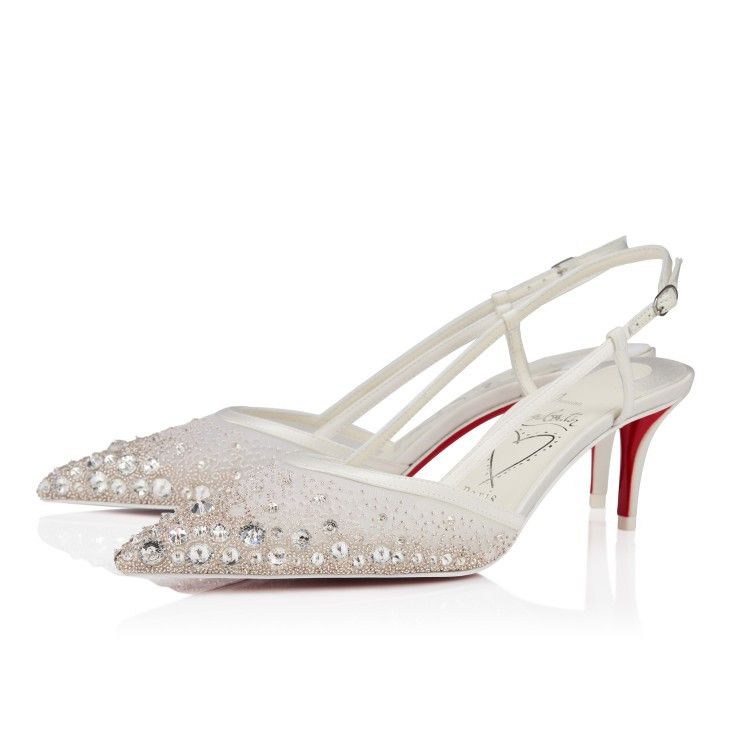 Christian Louboutin os11x0526 Miss Z Sling Sparkling Sandals in Ivory Size US 9 / IT 39 - 2 Thumbnail