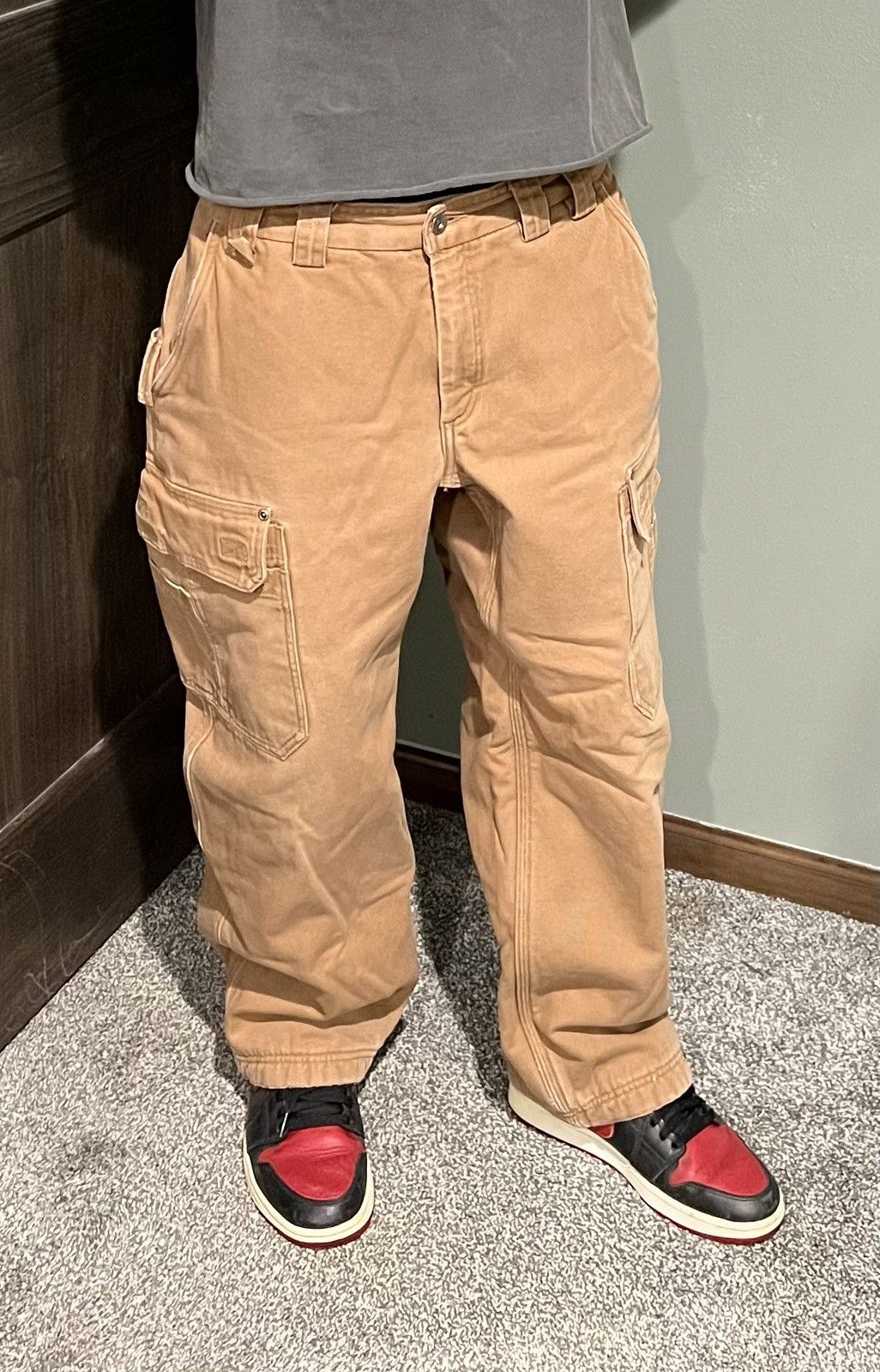 Japanese Brand × Vintage Baggy Vintage Fleece Lined Cargo Pants Size US 32 / EU 48 - 4 Thumbnail
