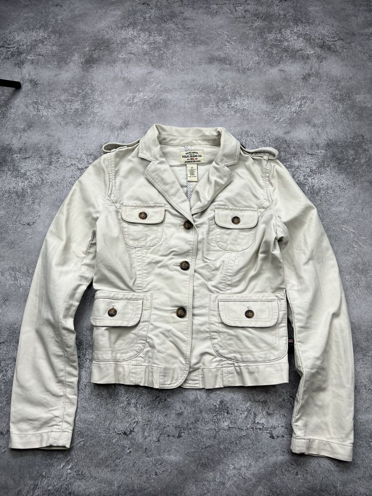 Polo Ralph Lauren Polo Jeans Ralph Lauren Womens Beige Cropped Denim Jacket Size M / US 6-8 / IT 42-44 - 1 Thumbnail